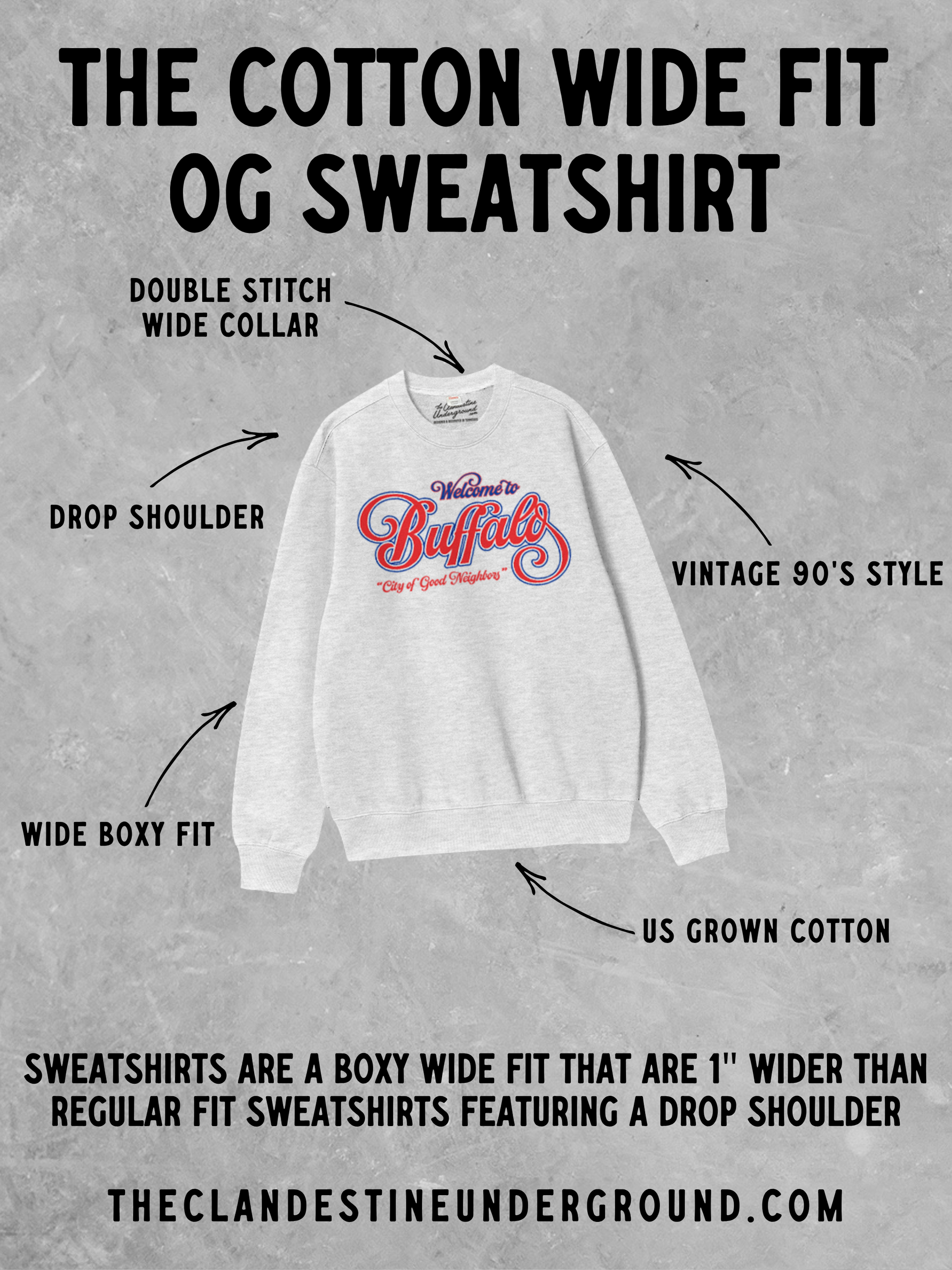 Underground Original Design: Denver Football Boxy Cotton 90's Sweatshirt