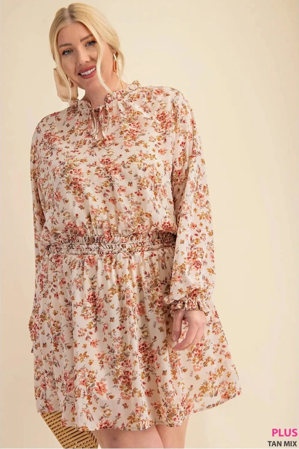 Fall Floral Long Sleeve Dress | Curvy