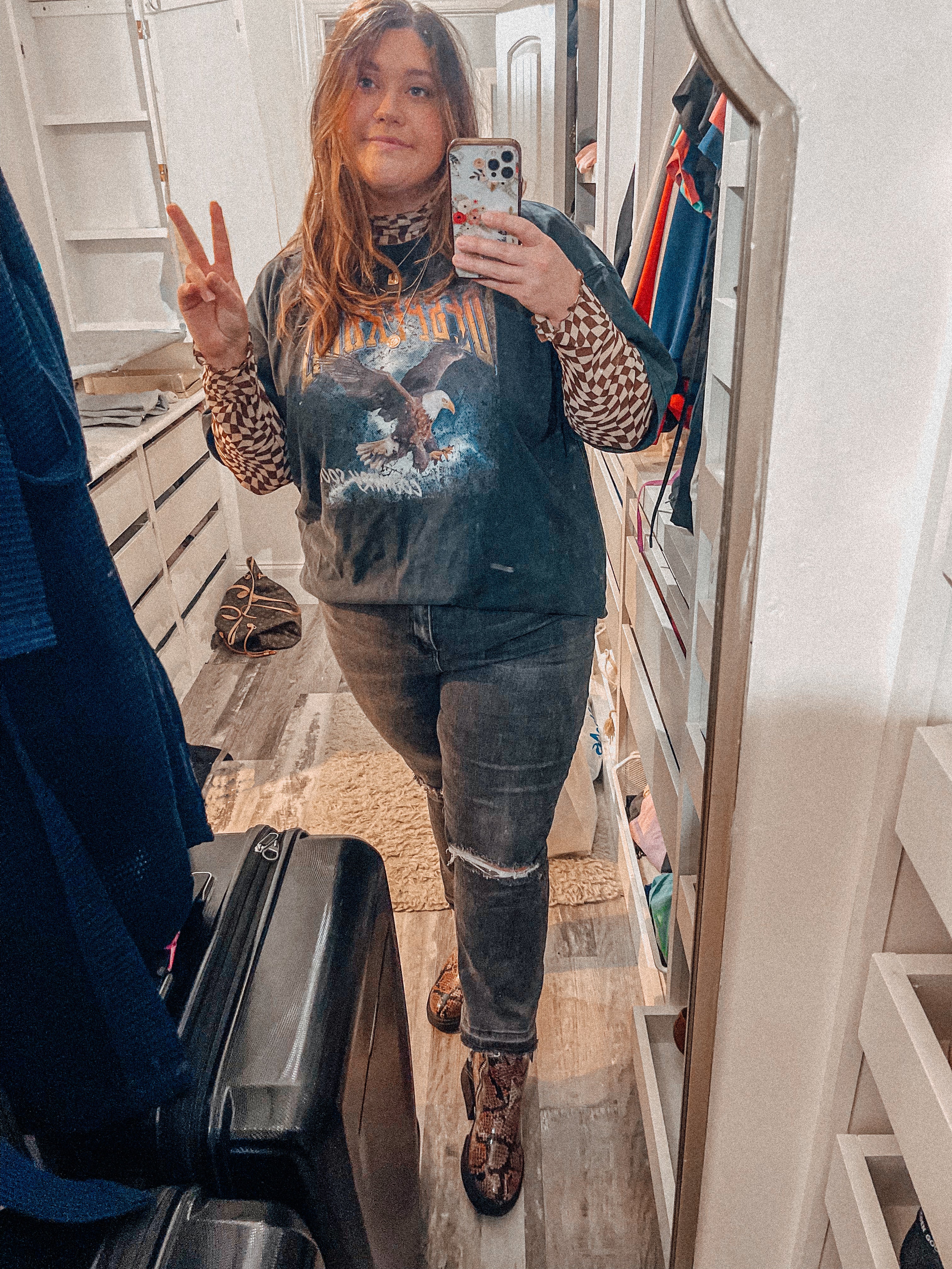 Mesh Checkered Lettuce Trim Top | Curvy