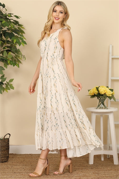 Floral One Shoulder Ruffle Detail Dress