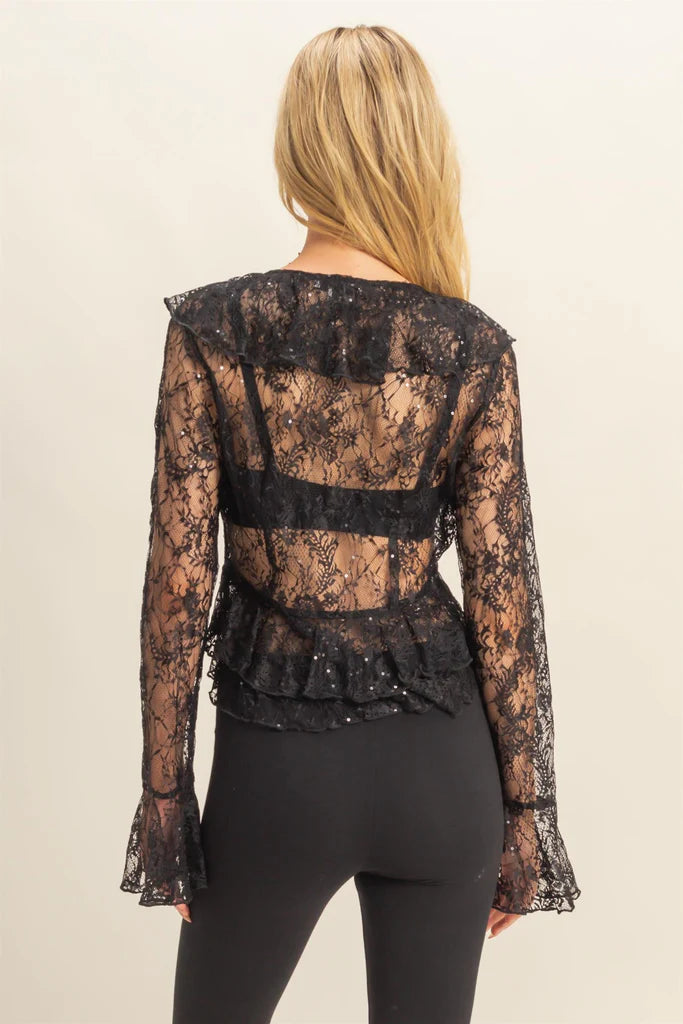 Lace & Ruffle Detail Blouse