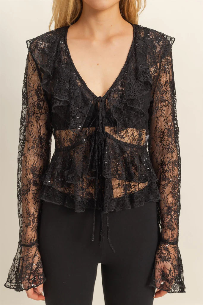 Lace & Ruffle Detail Blouse