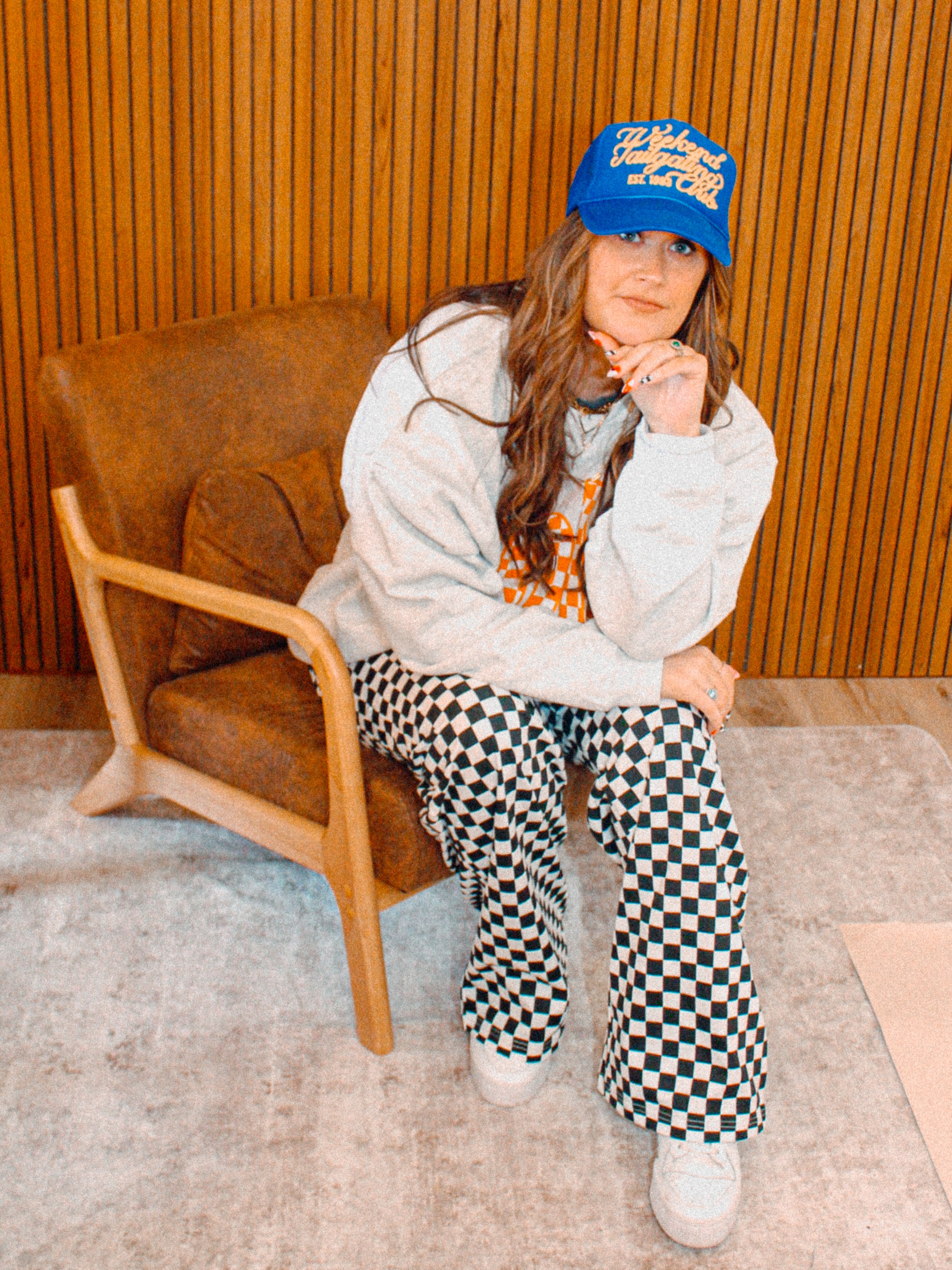 Checkered Print Wide Leg Boxer Pants
