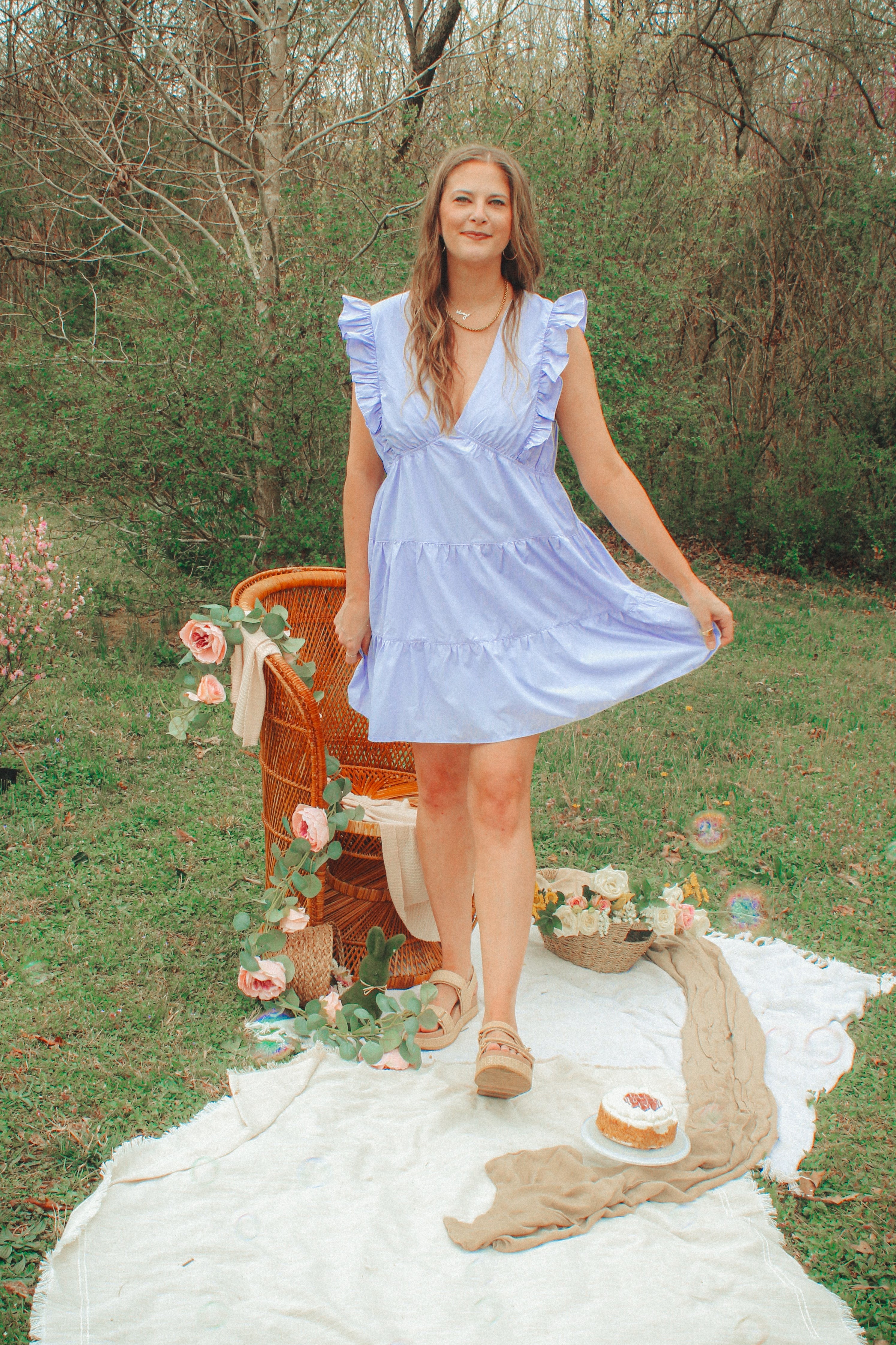 Ruffle Lavender Tiered Dress | Curvy
