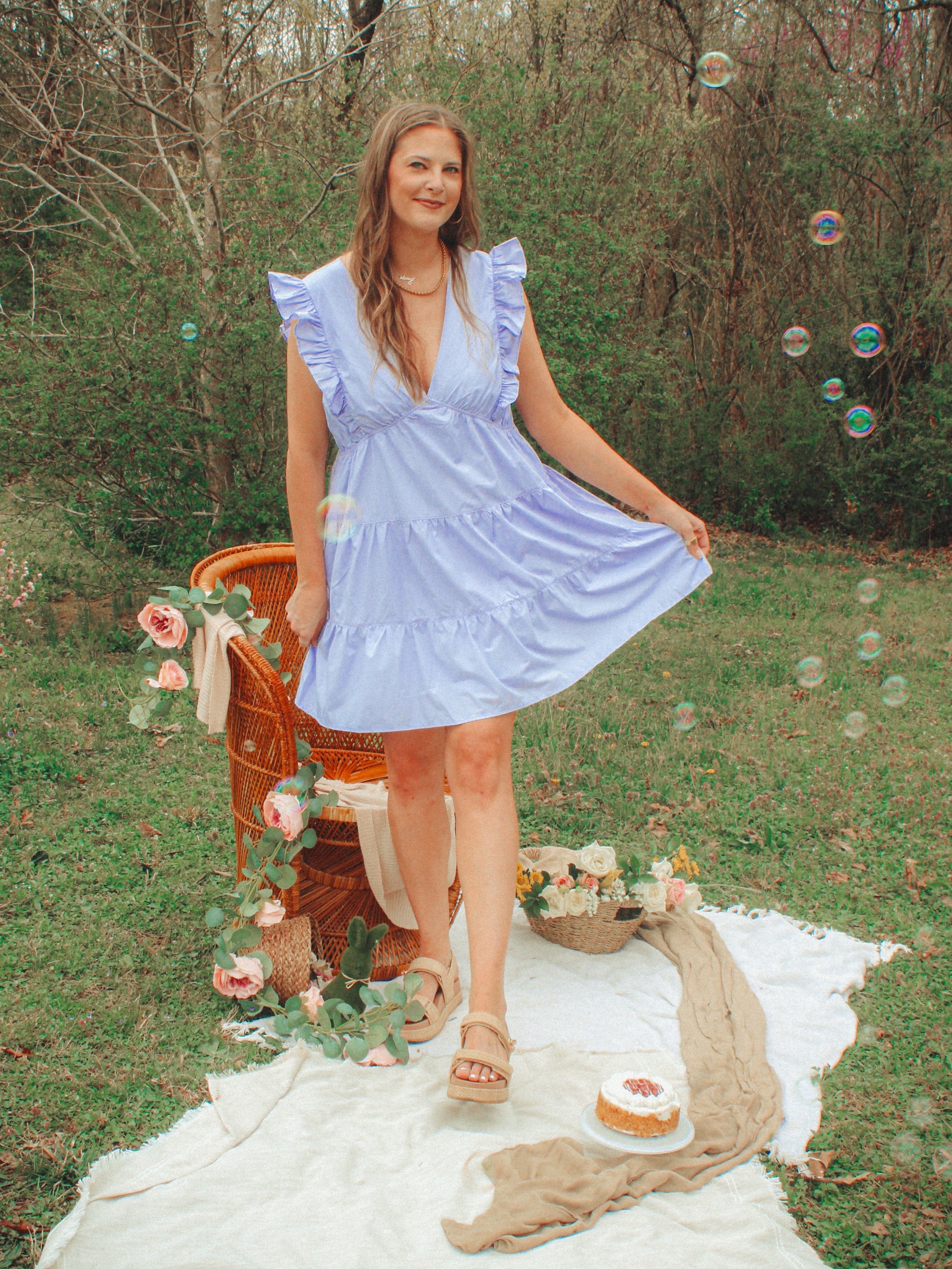 Ruffle Lavender Tiered Dress | Curvy