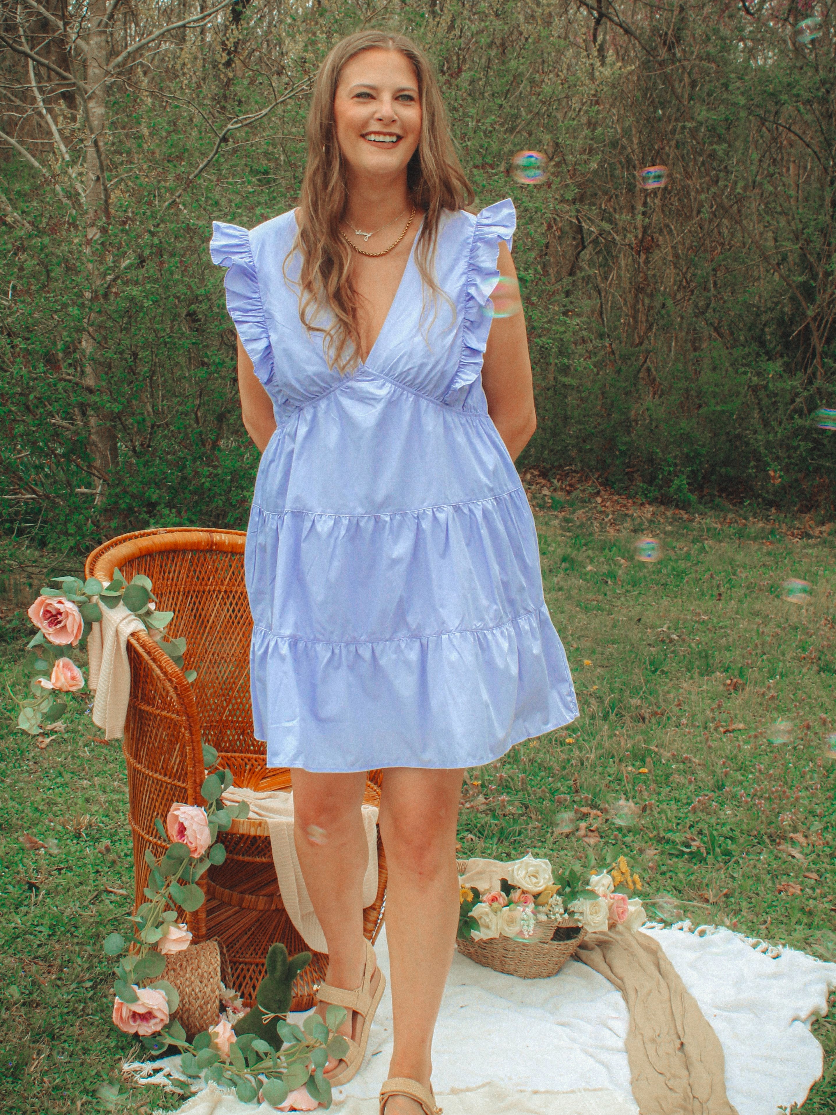 Ruffle Lavender Tiered Dress | Curvy