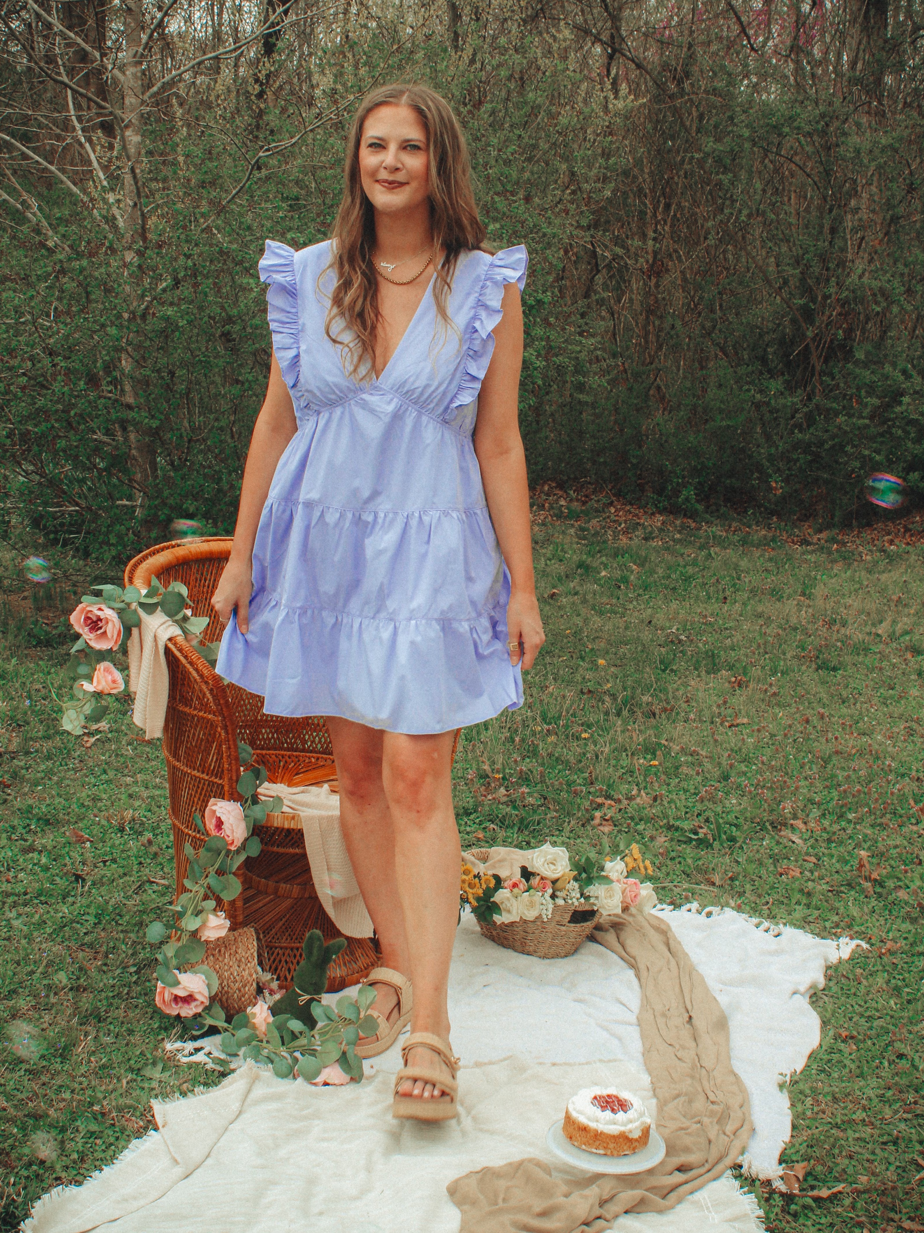 Ruffle Lavender Tiered Dress | Curvy