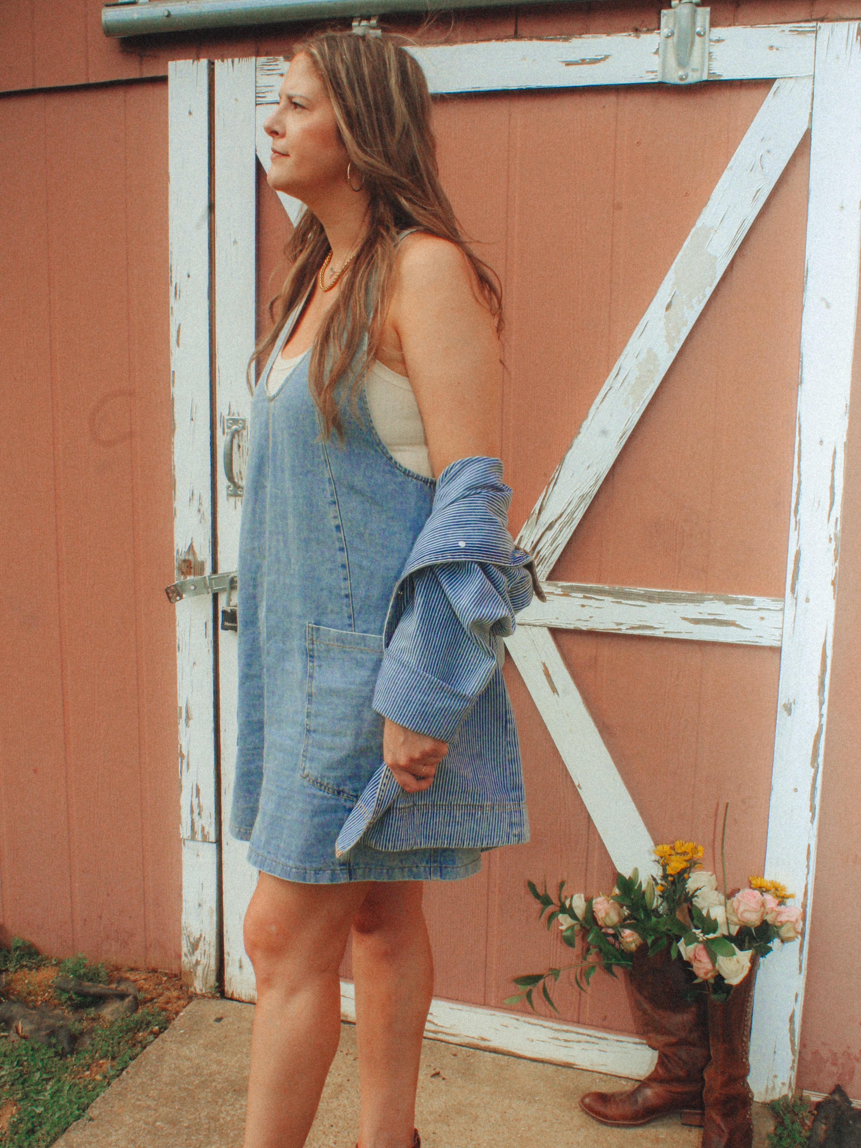 Casual Denim Overall Dress