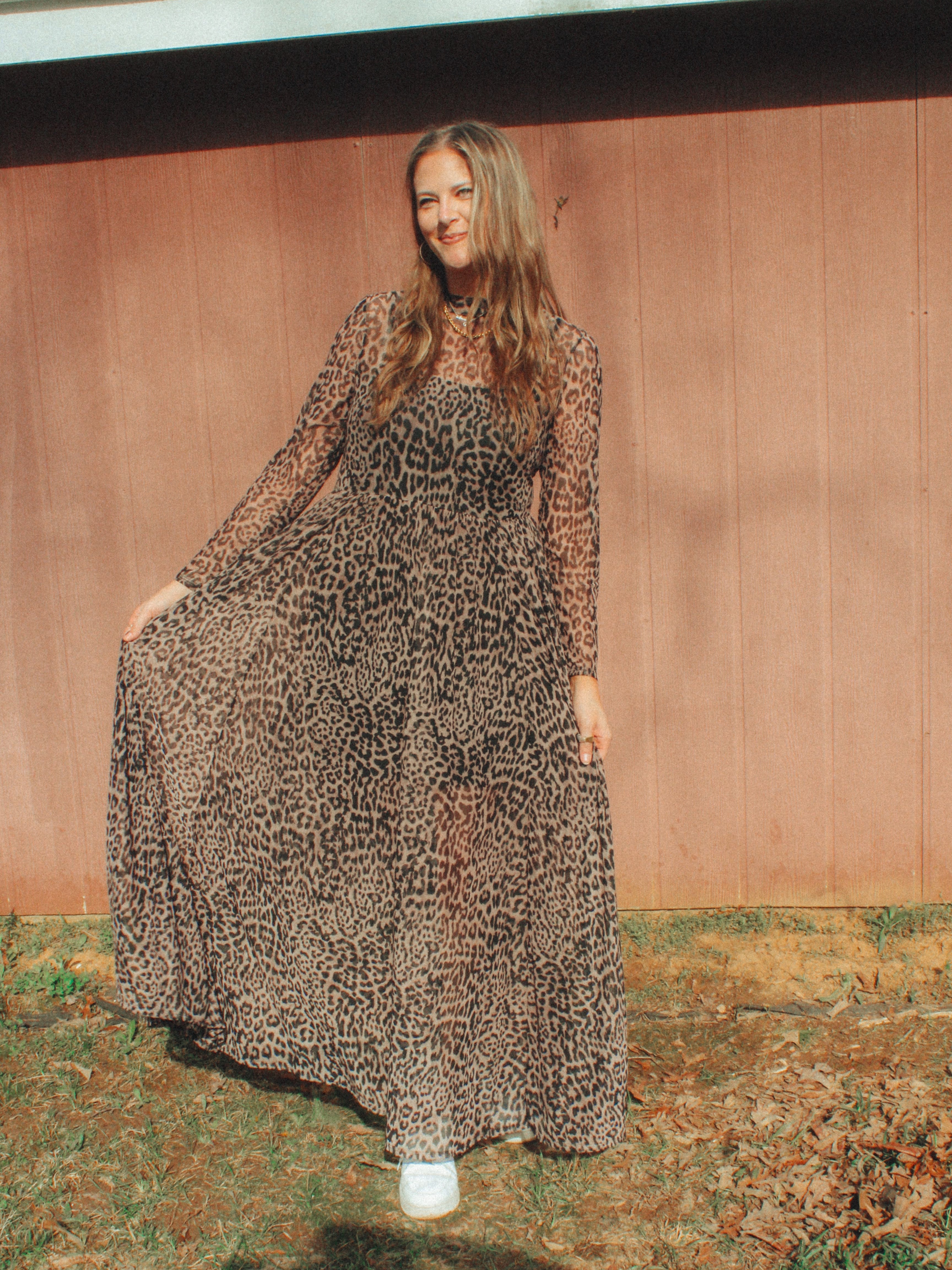 Cheetah Mesh Maxi Dress