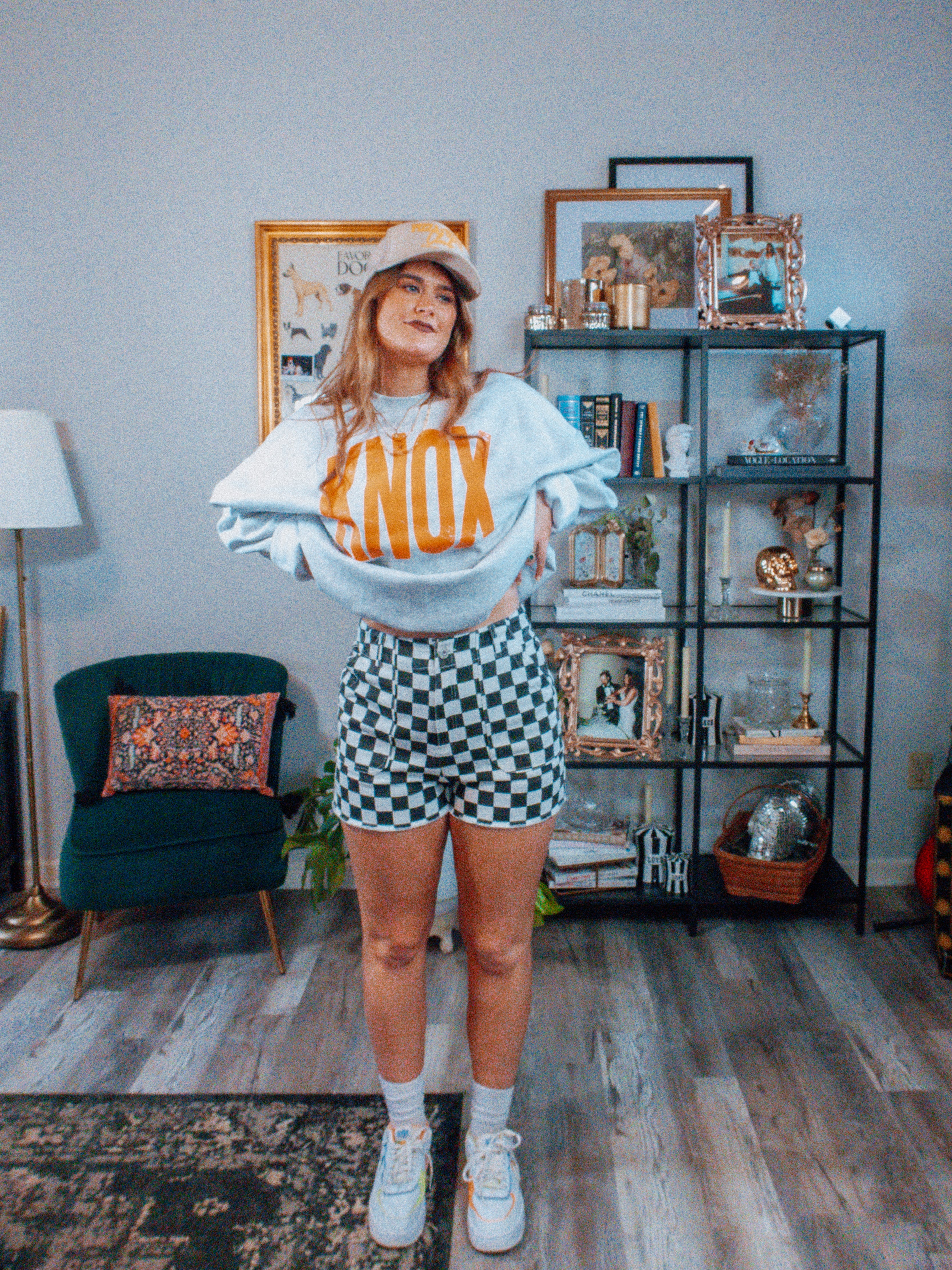 Checkered Vintage Denim Shorts