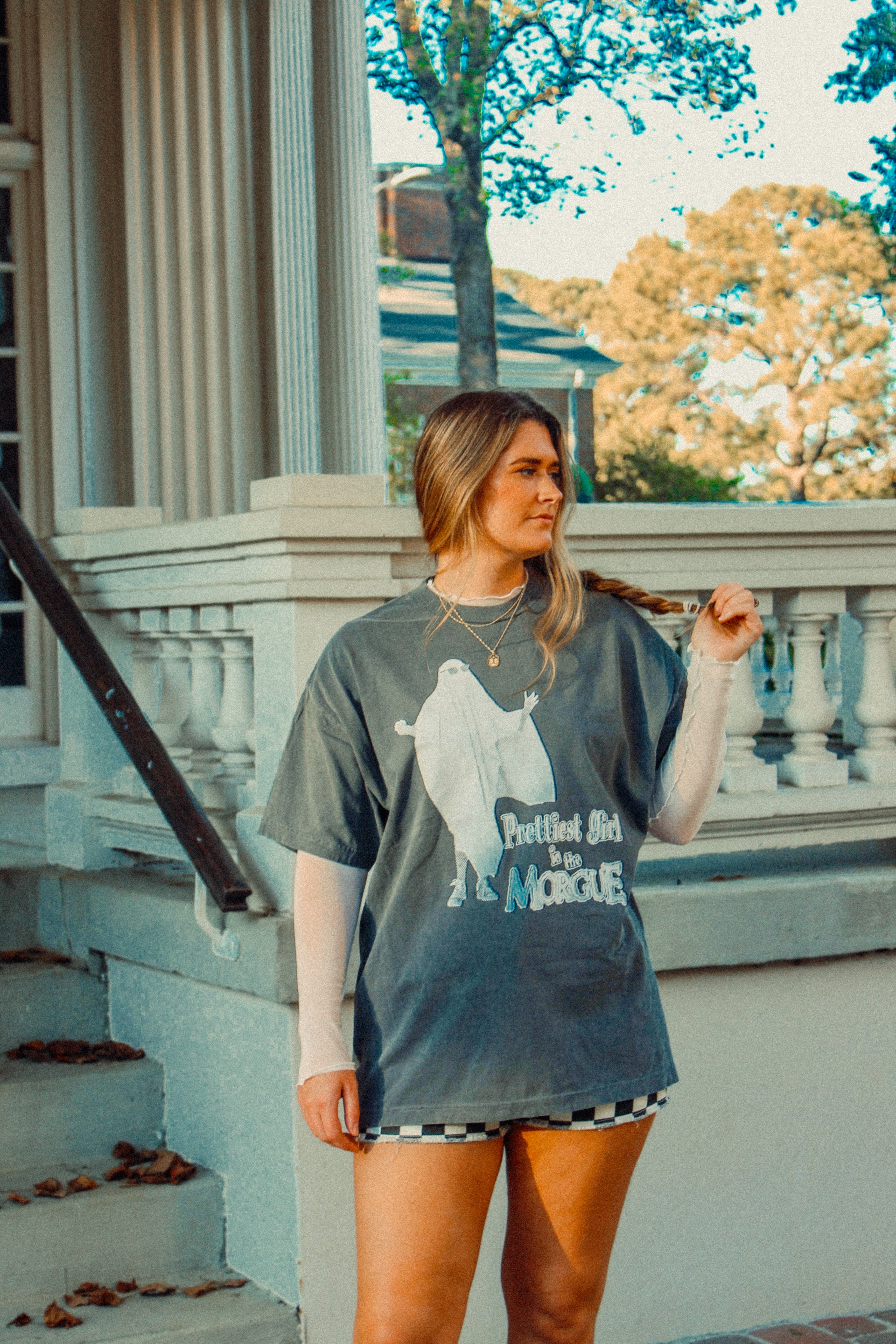 Lettuce Trim Mesh Sheer Top