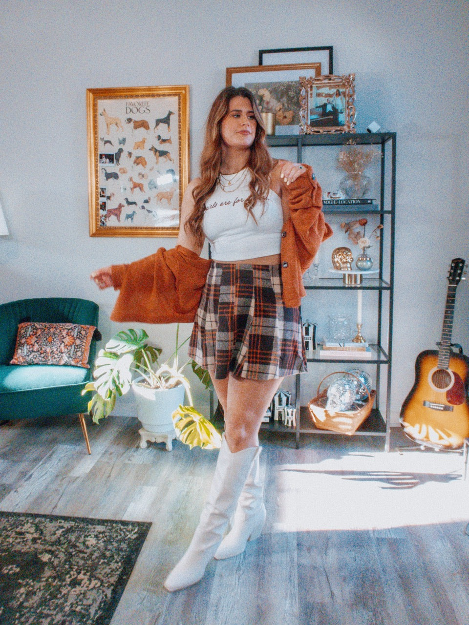 Rust Oversized Waffle Knit Shacket