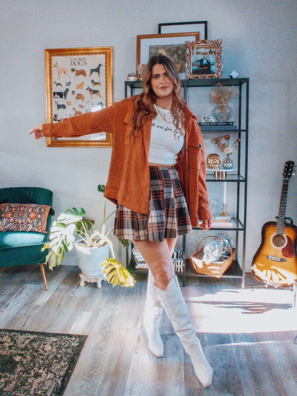 Rust Oversized Waffle Knit Shacket
