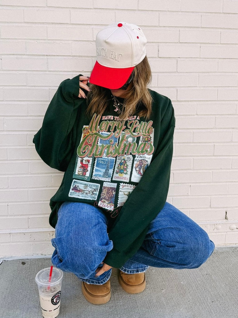 Underground Original Design: Merry Christmas, Vintage Stamps Oversized 90's Sweatshirt