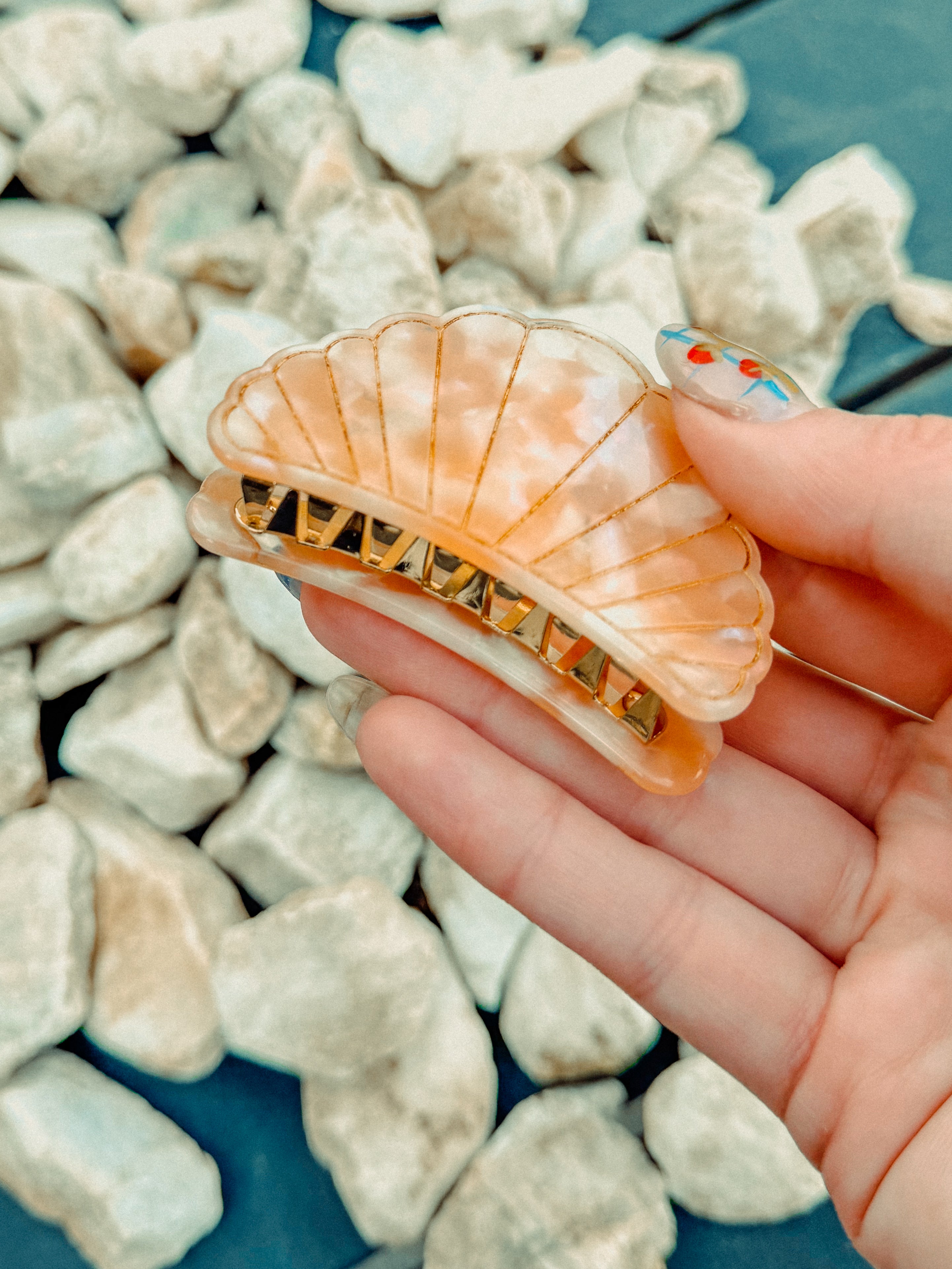 Seashell Gold Accented Claw Clip