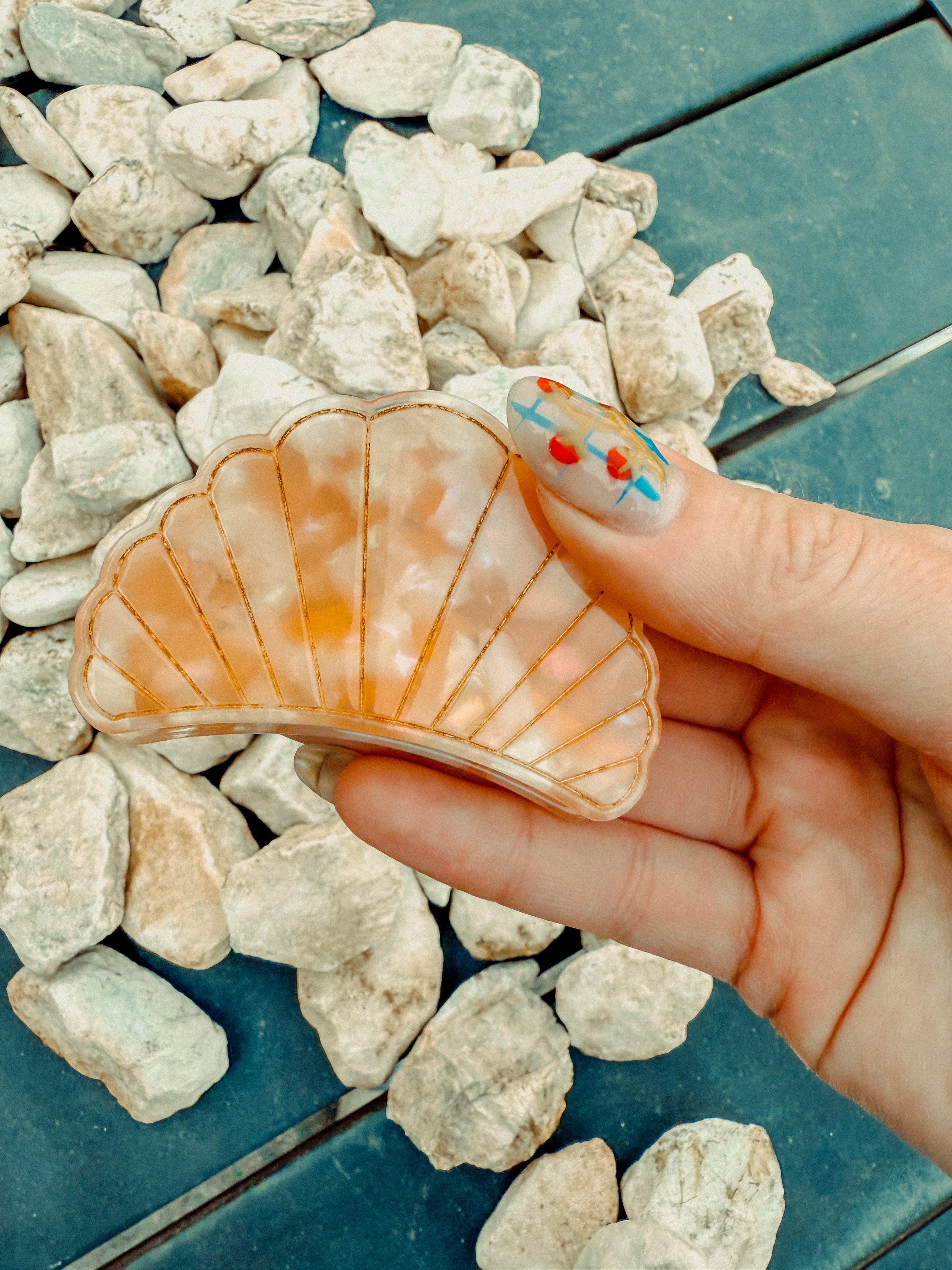 Seashell Gold Accented Claw Clip