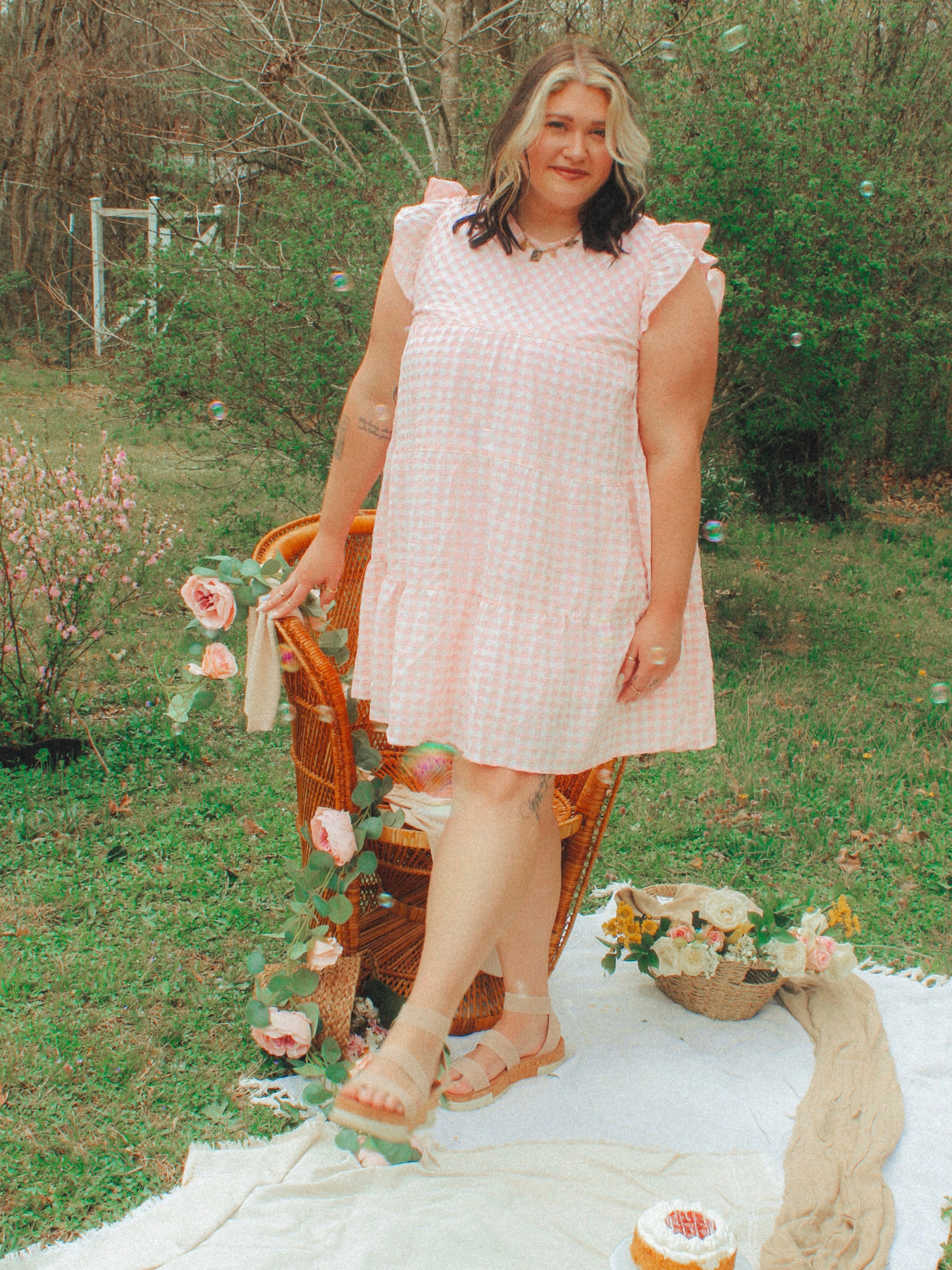 Seersucker Gingham Check Dress | Reg & Curvy