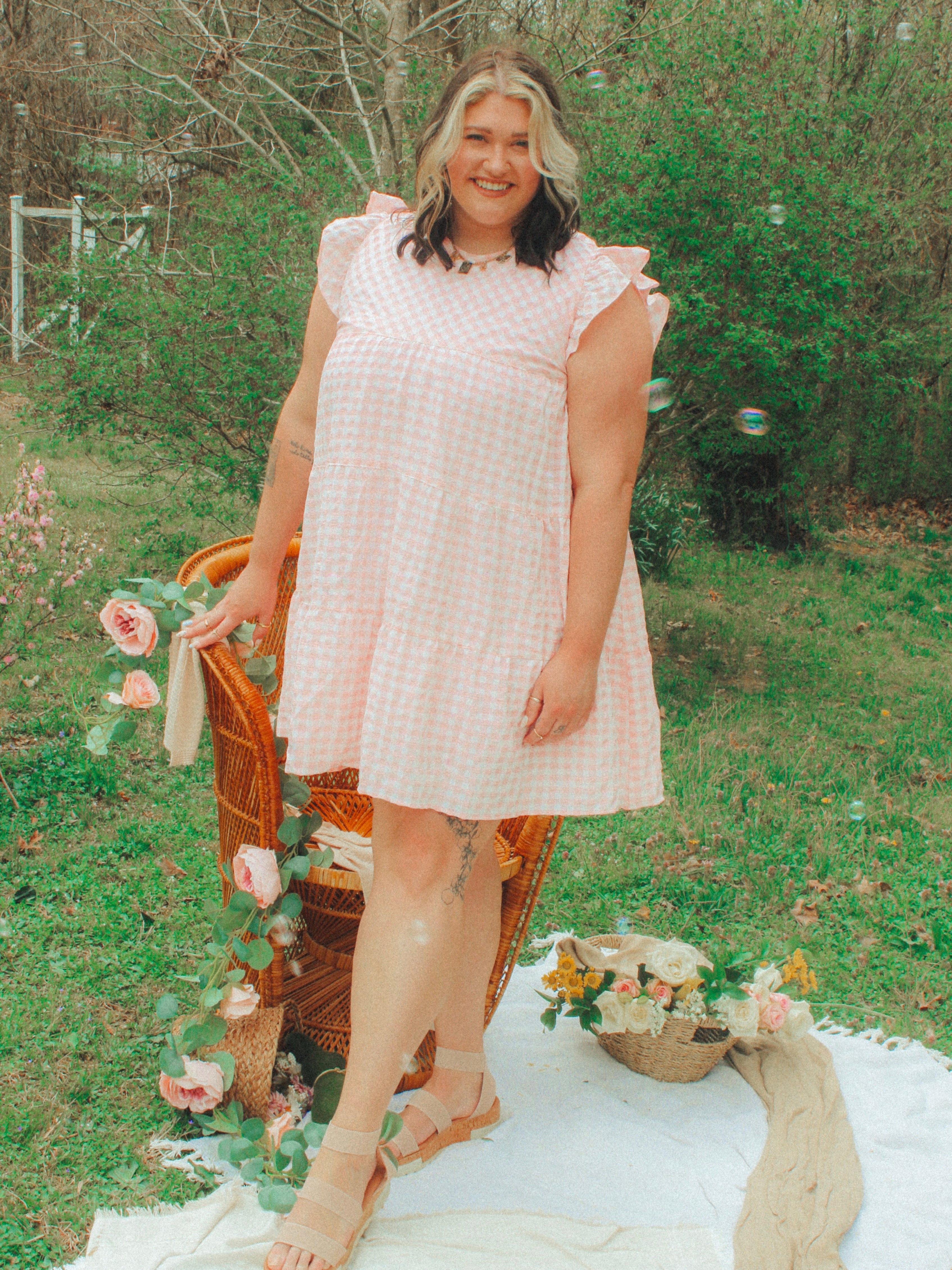 Seersucker Gingham Check Dress | Reg & Curvy
