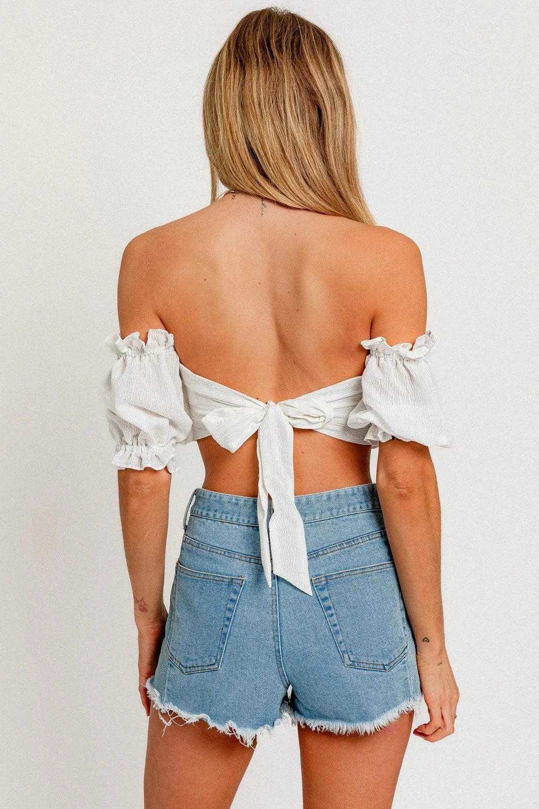 Ruffle Detail Cropped Blouse
