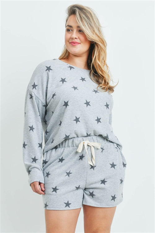 Curvy Cozy Star Print Two Piece Set