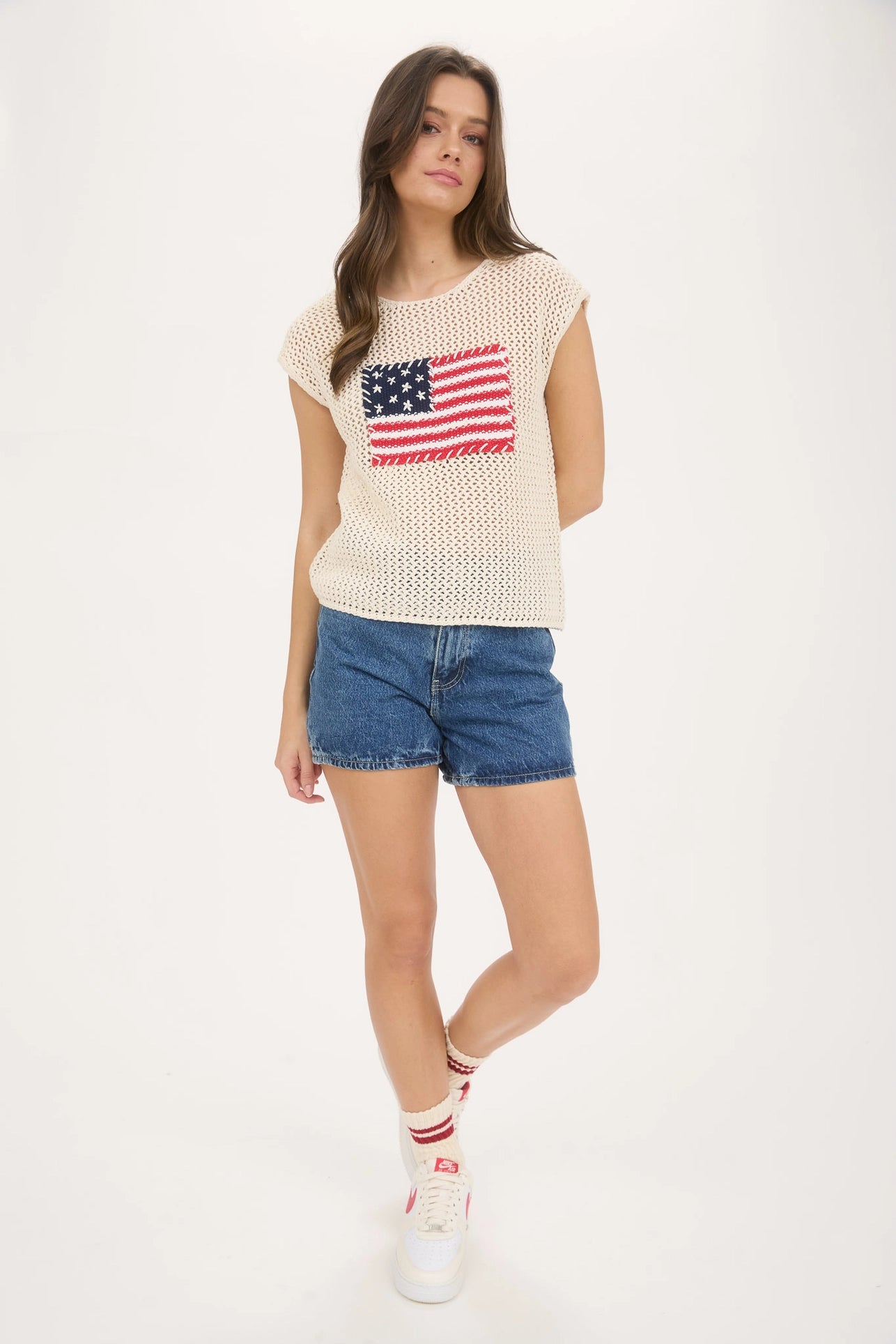 Americana Flag Knit Sleeveless Sweater