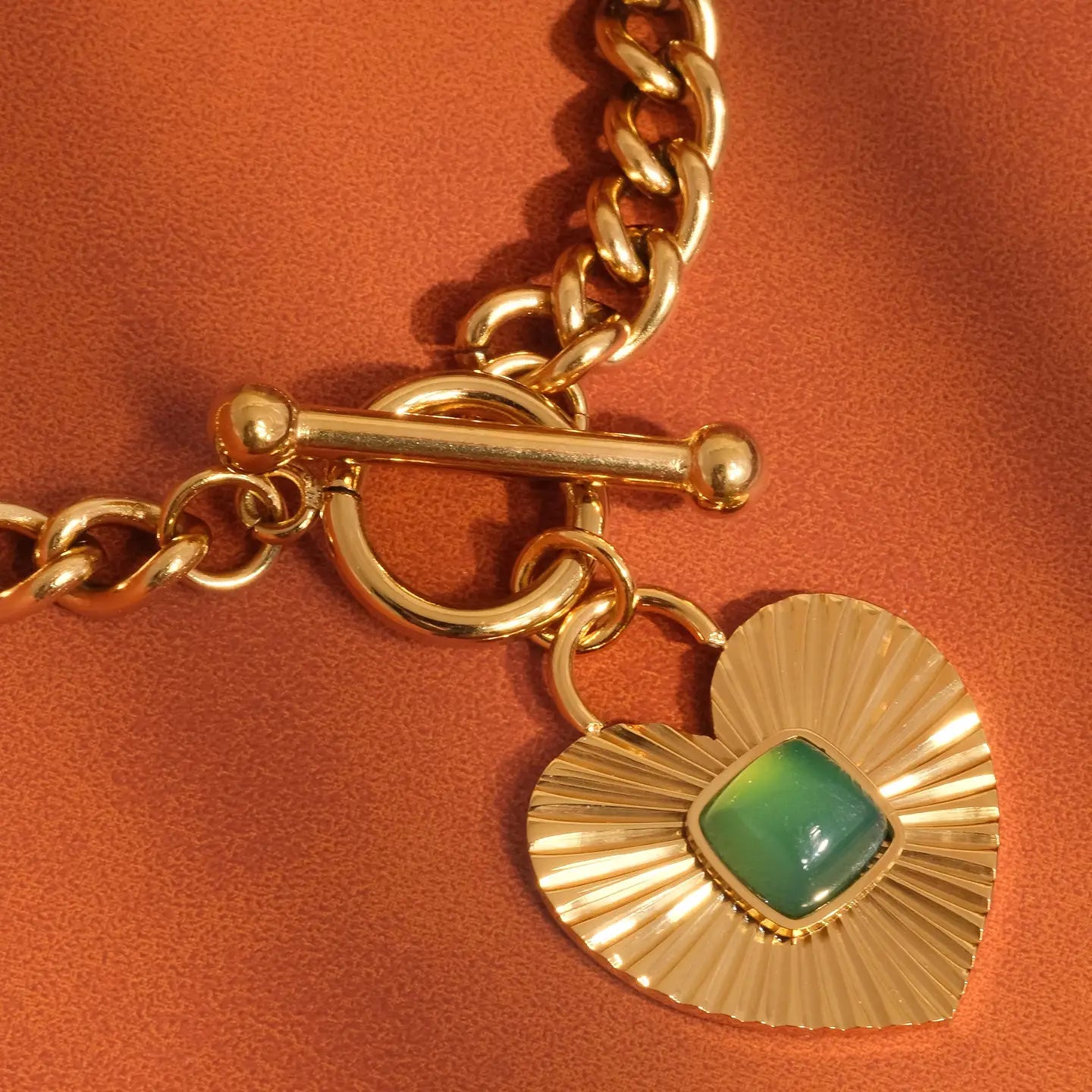 Apres Green Heart Chunky Necklace