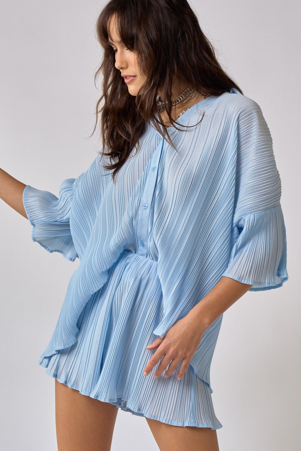 Femme and Flowy Pleated Short and Top Set