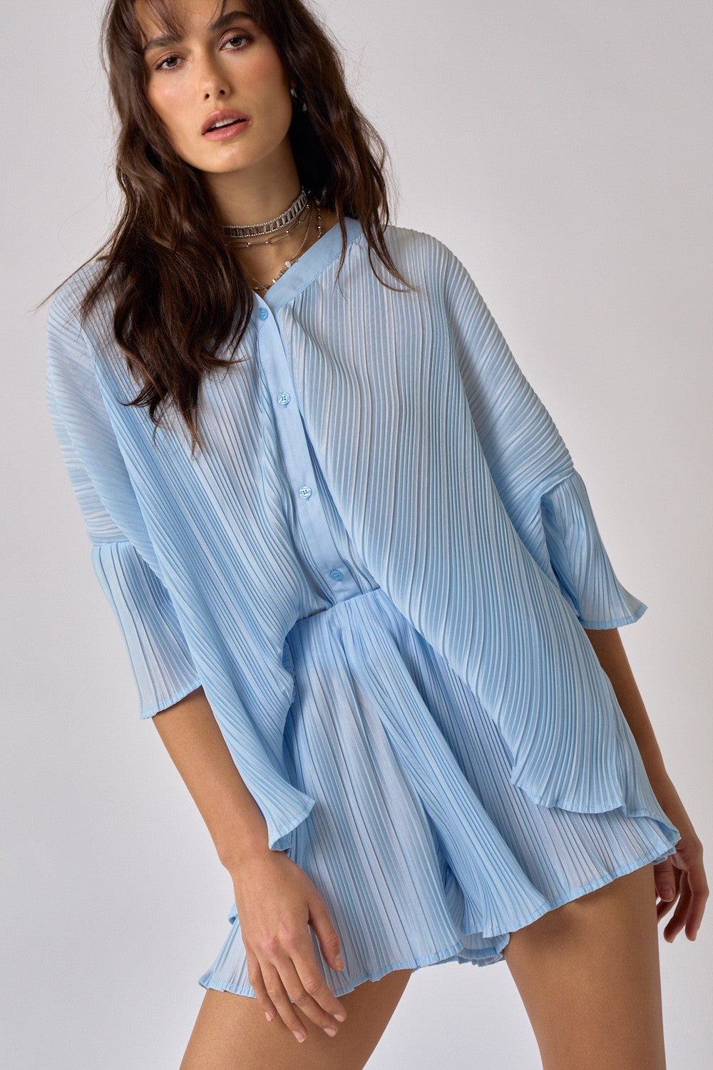 Femme and Flowy Pleated Short and Top Set
