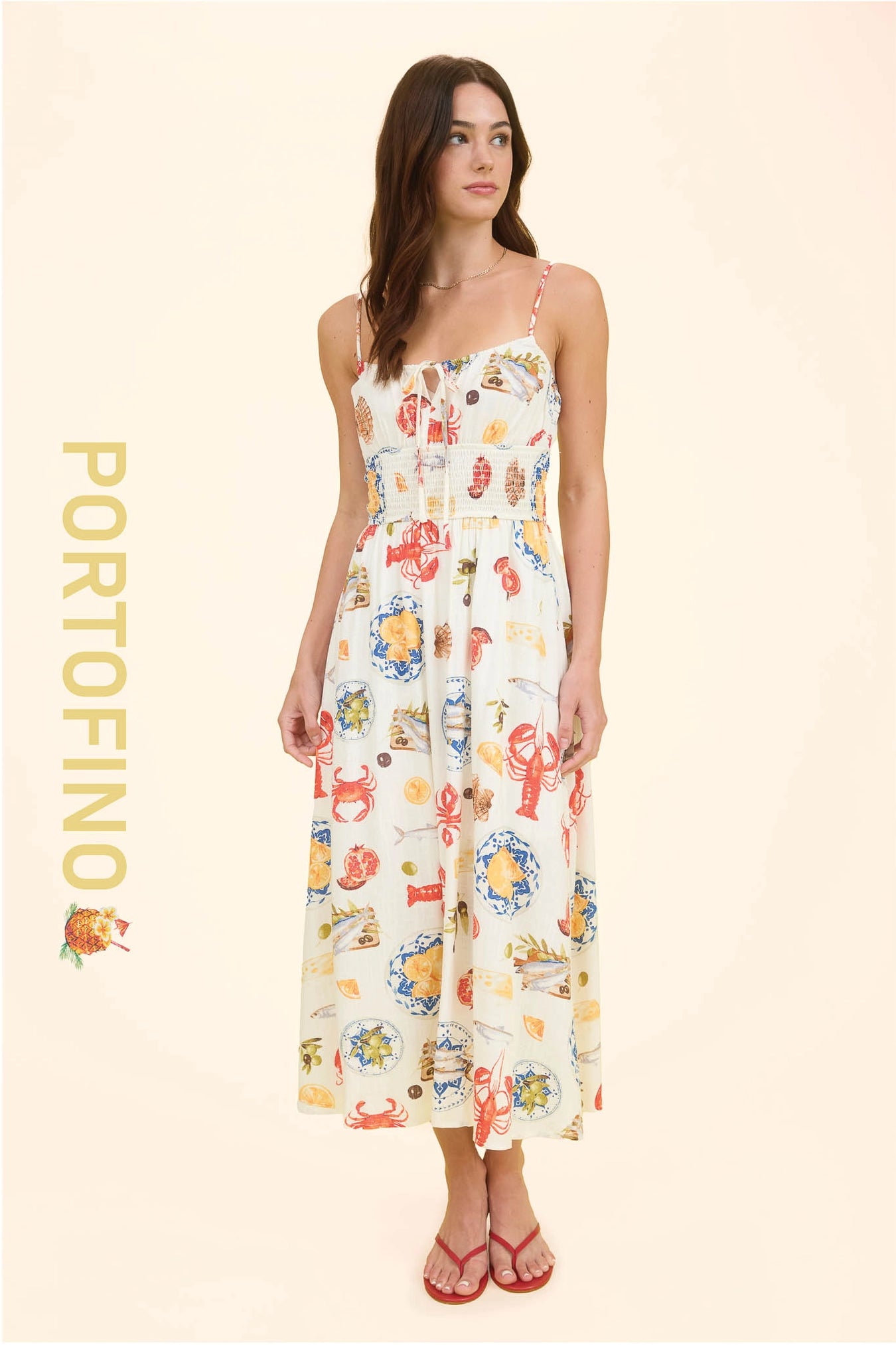 Bon Apetit Seaside Print Midi Dress