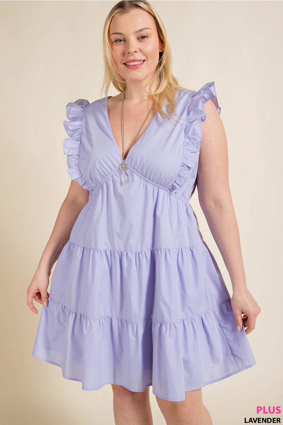 Ruffle Lavender Tiered Dress | Curvy