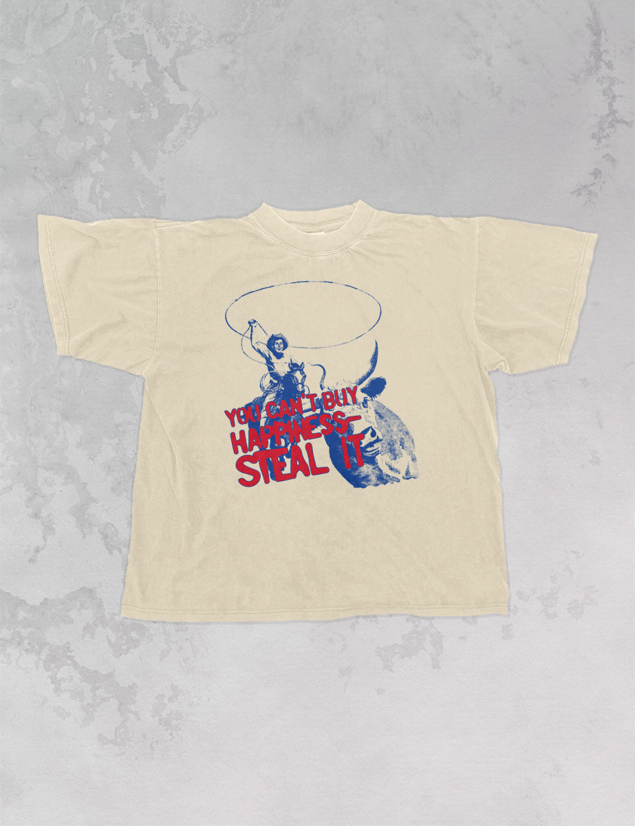 Underground Original Design: Can't Buy Happiness, Western Oversized T-Shirt