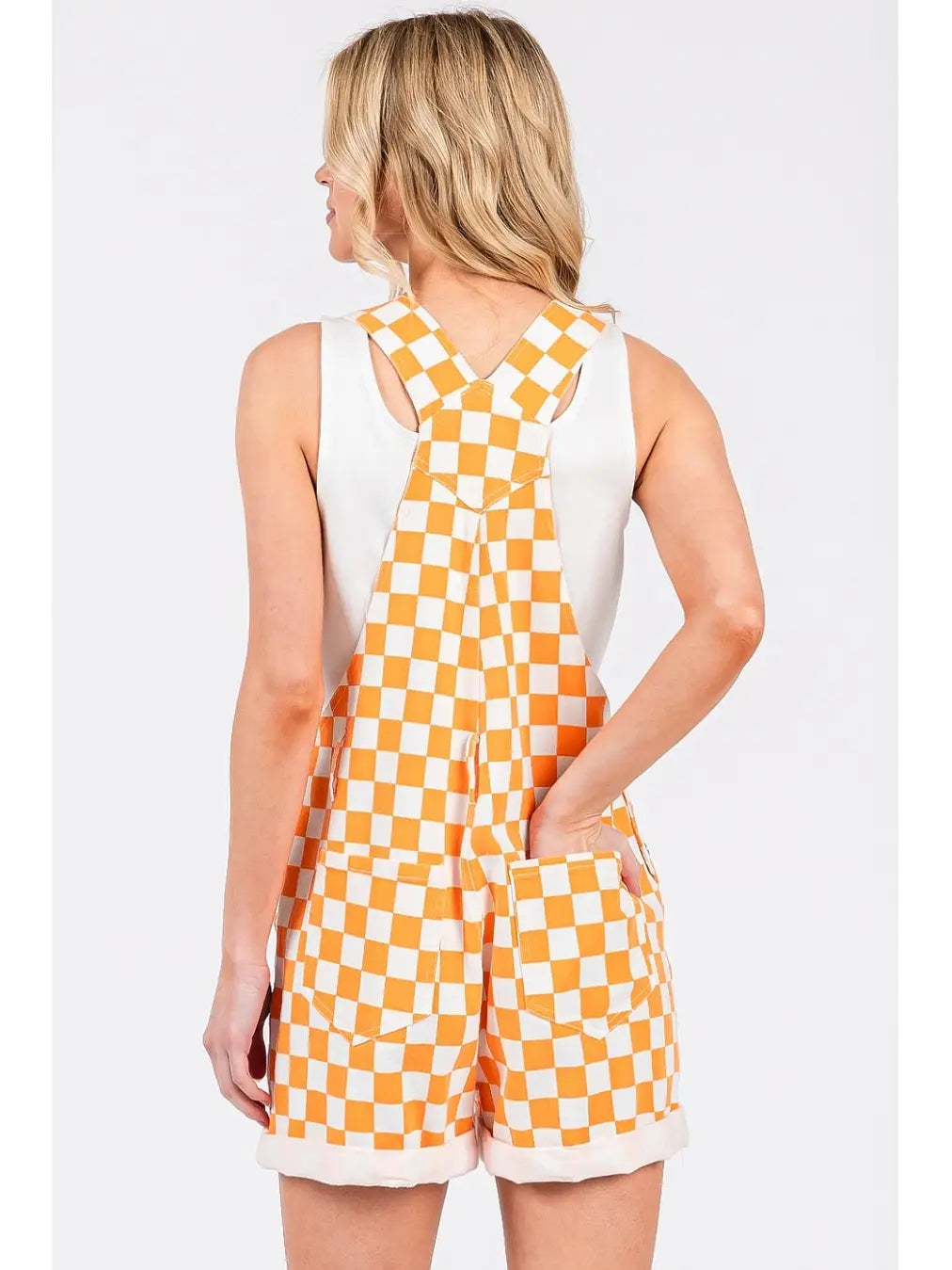 Game Day Orange Checkerboard Overalls