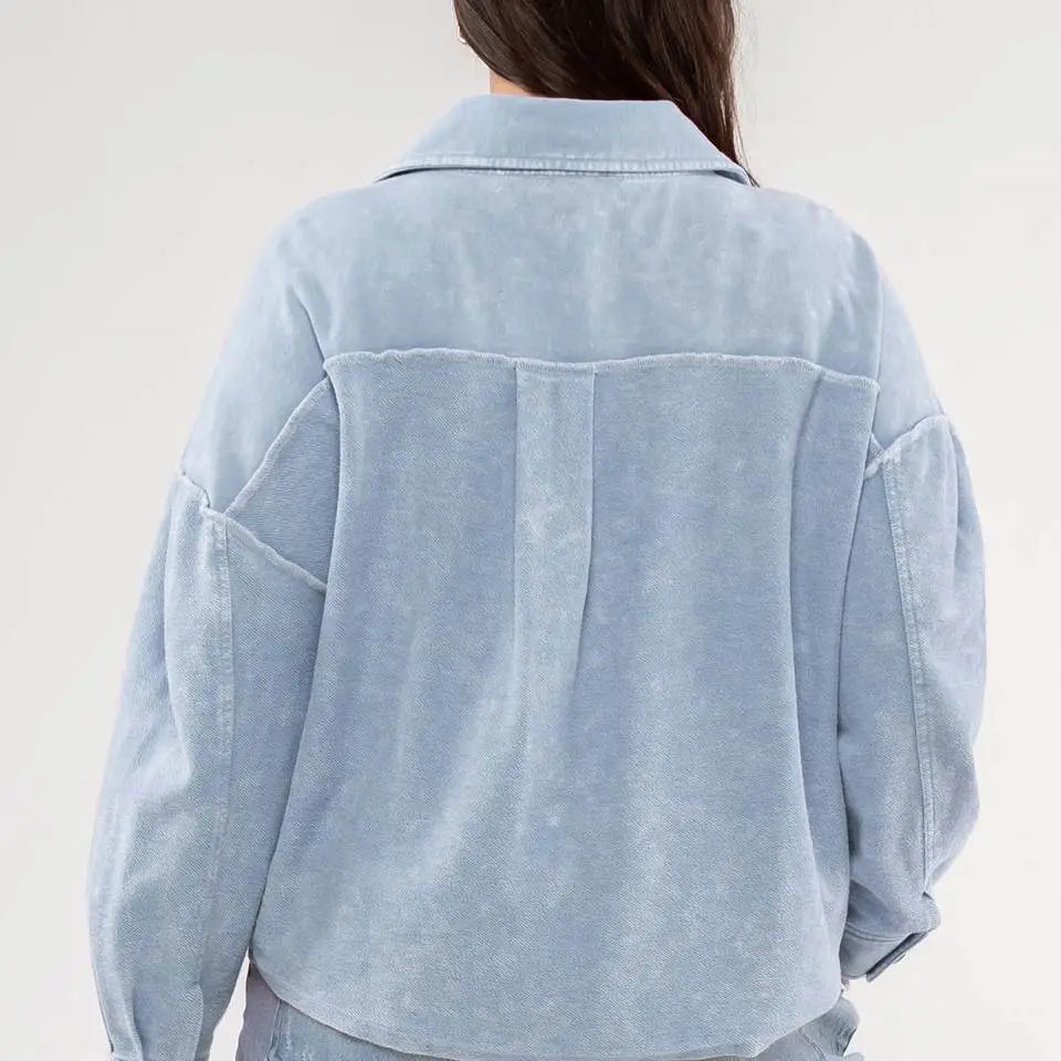 Vintage Washed Patchwork Shacket | Curvy