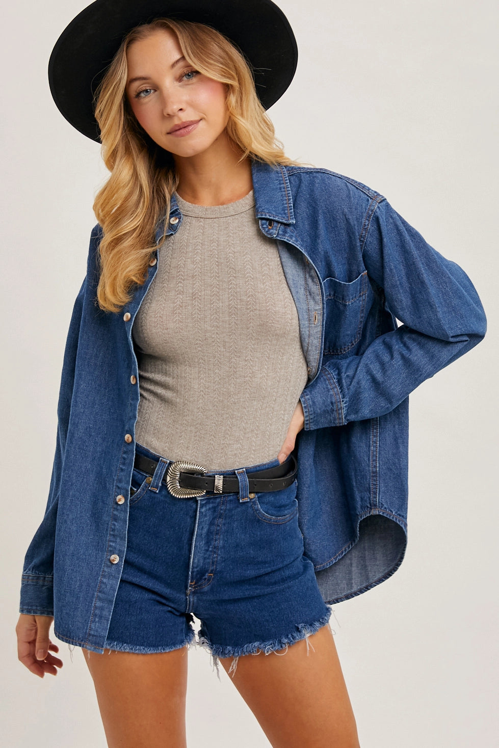Western Denim Button Down Shirt