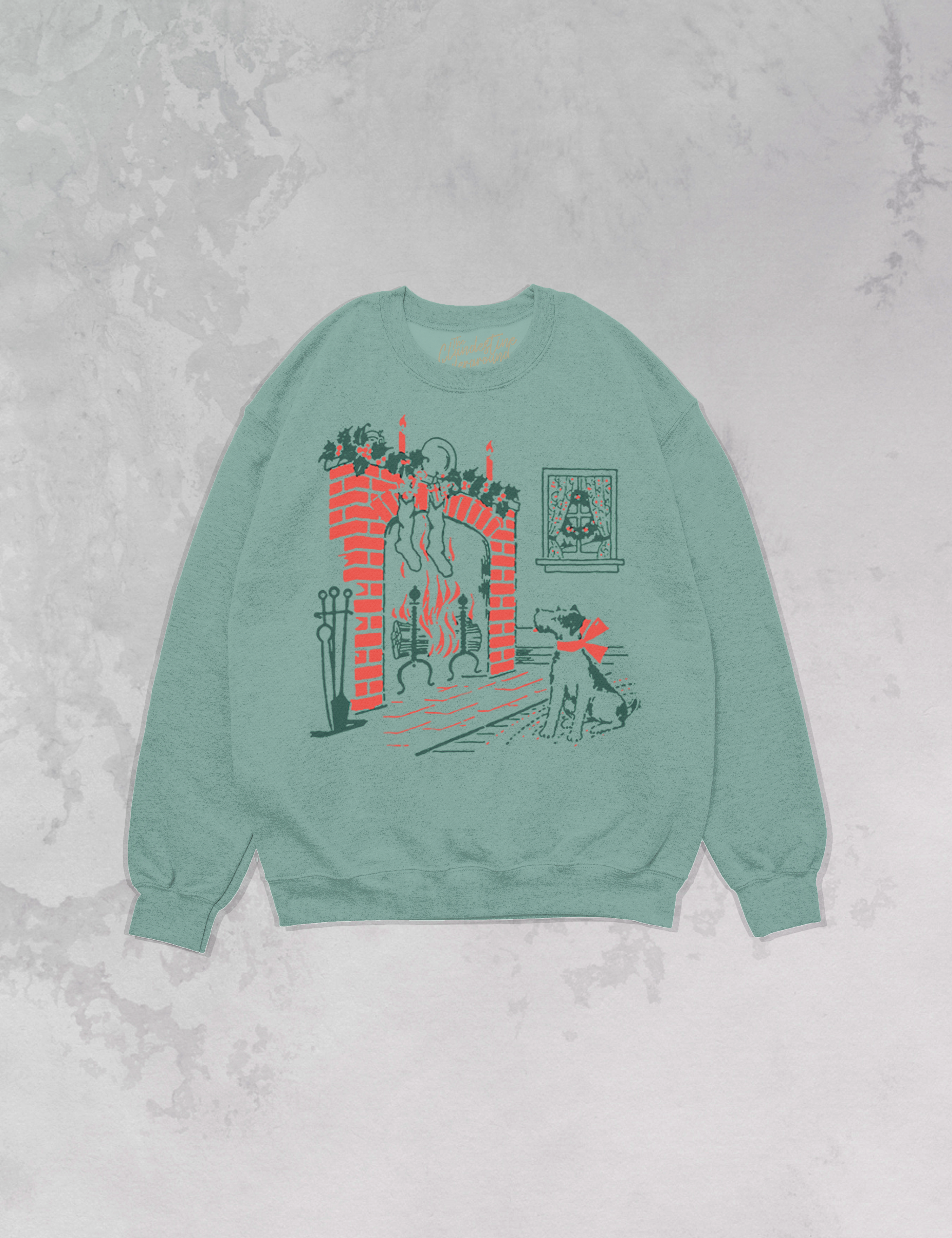 Underground Original Design: Dog at Fireplace Oversized 90's Christmas Sweatshirt