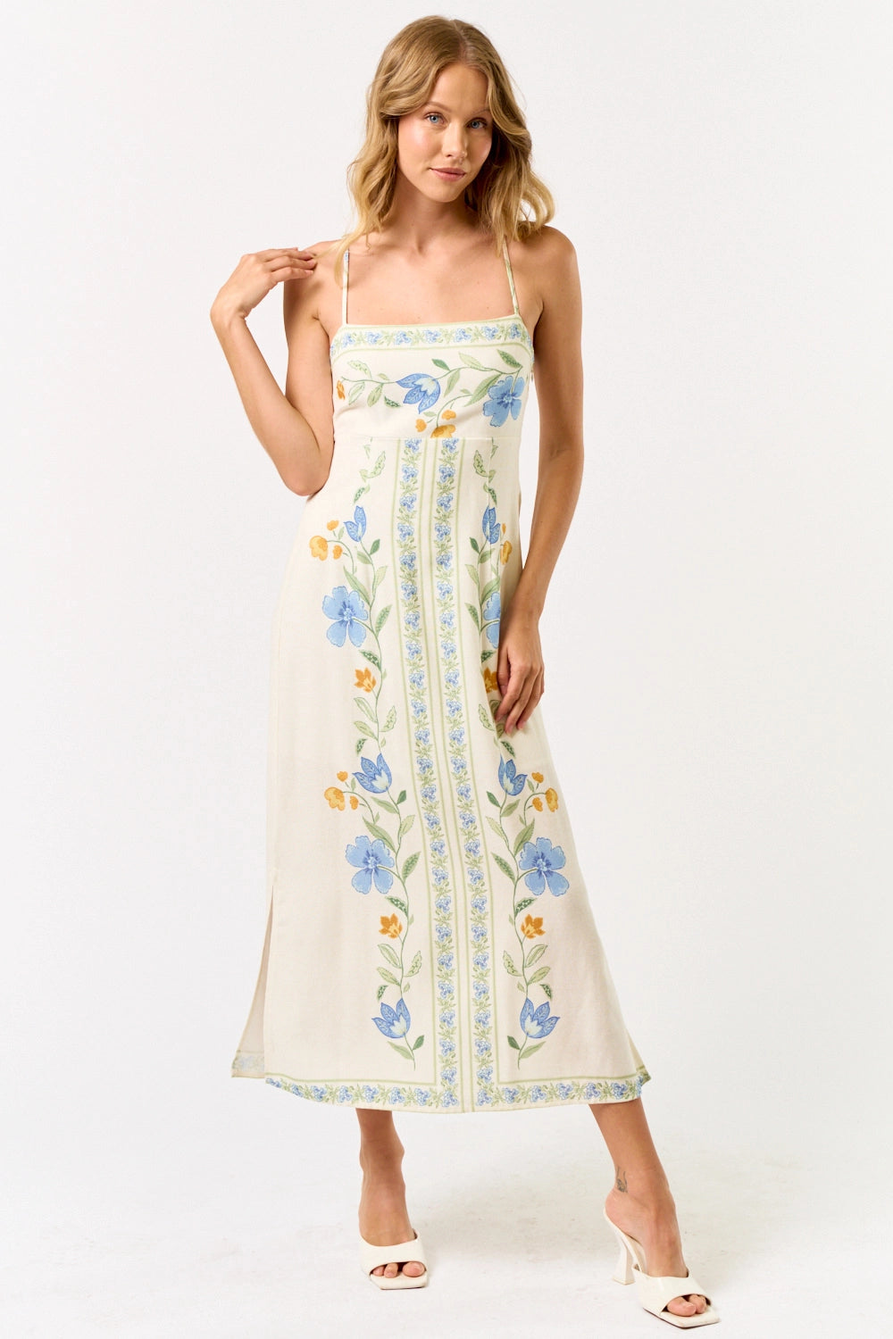 Blue Floral Printed Maxi Dress