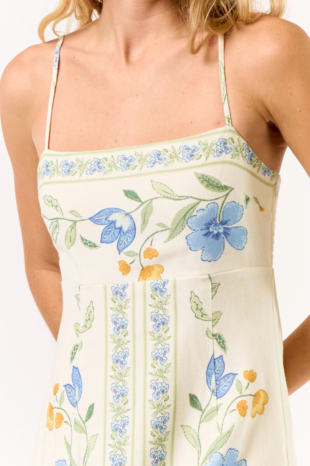 Blue Floral Printed Maxi Dress