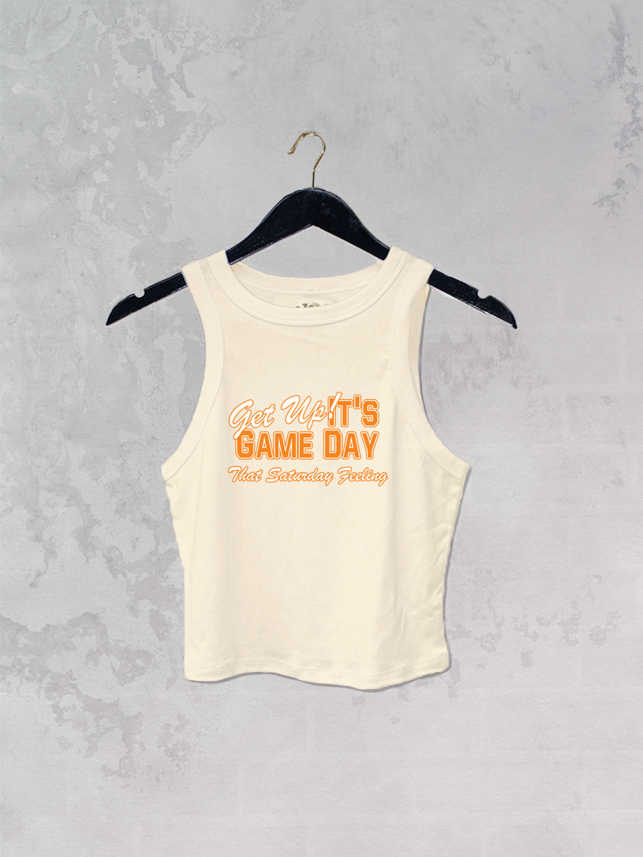 Underground Original Design: Get Up It's Game Day, Micro-Ribbed Cropped Tank