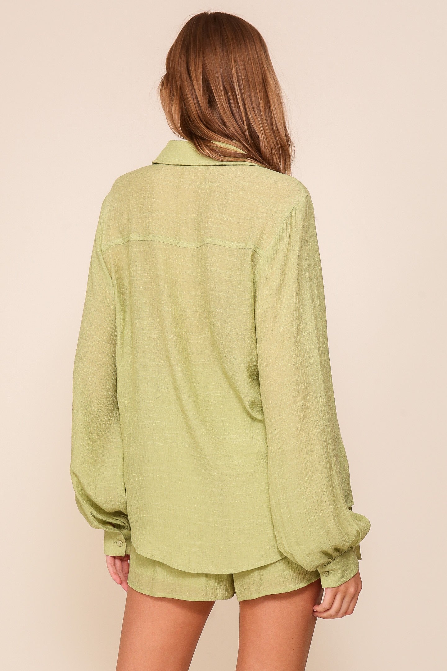 Green Button Down Shirt and Short Set