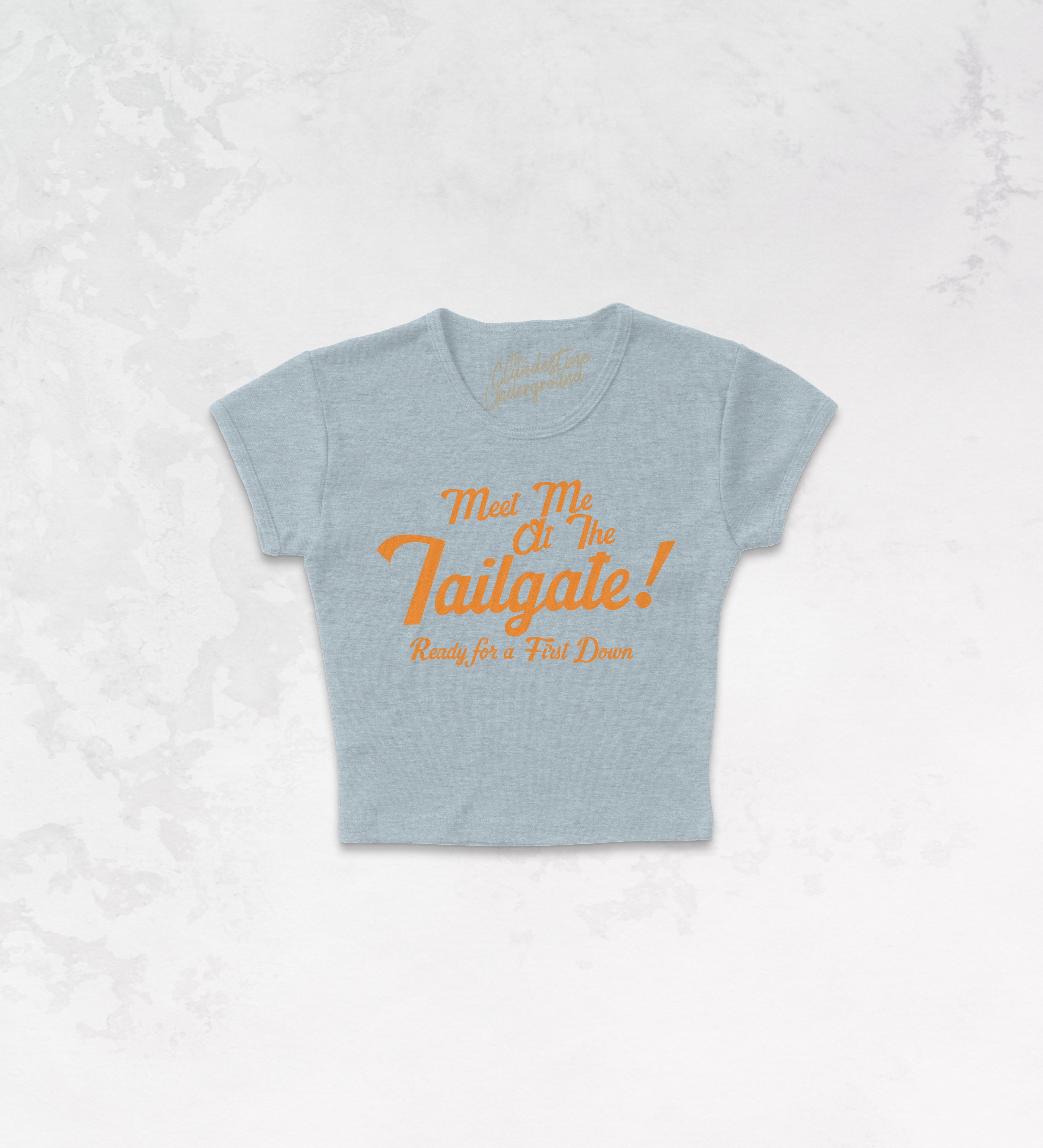 Underground Original Design: Meet Me at the Tailgate! (Orange) Micro-Ribbed Baby Tee