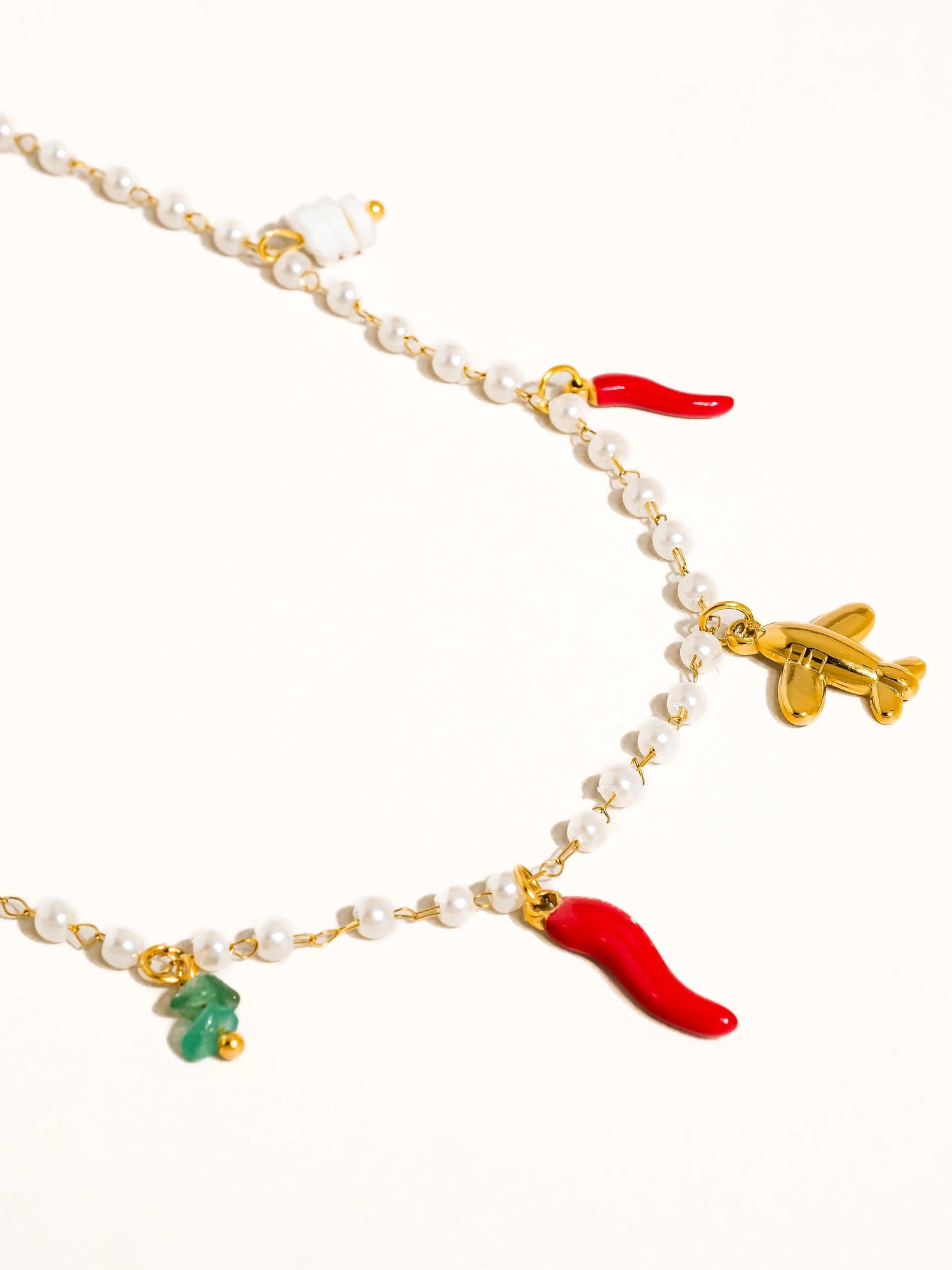 Praiano Travel Pearl Charm Necklace