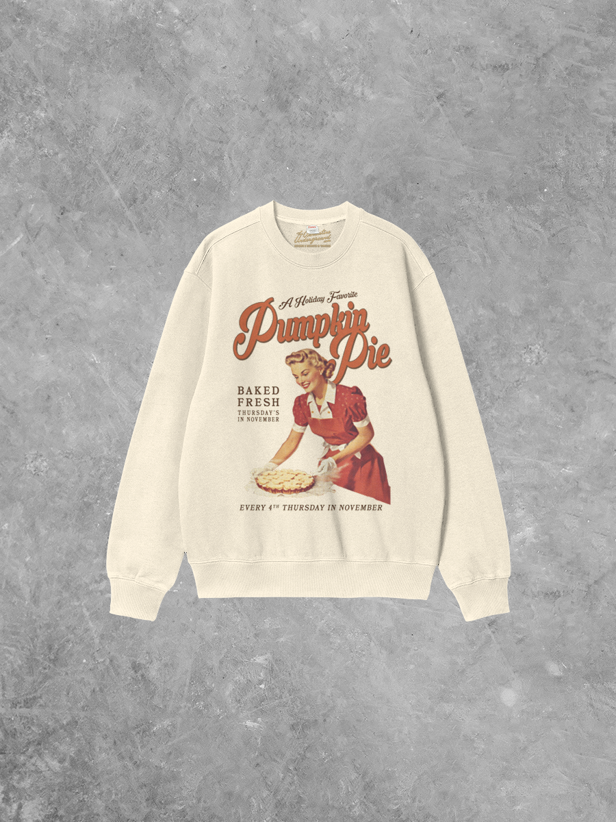 Underground Original Design: Fresh Pumpkin Pie, Thanksgiving Boxy Cotton 90's Sweatshirt