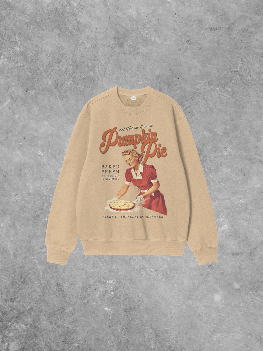 Underground Original Design: Fresh Pumpkin Pie, Thanksgiving Boxy Cotton 90's Sweatshirt