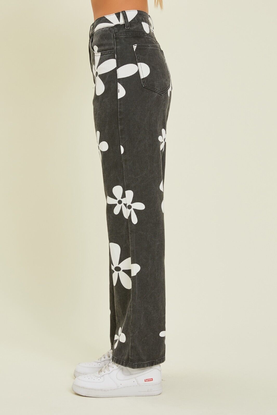 Floral Print Wide Leg Jeans