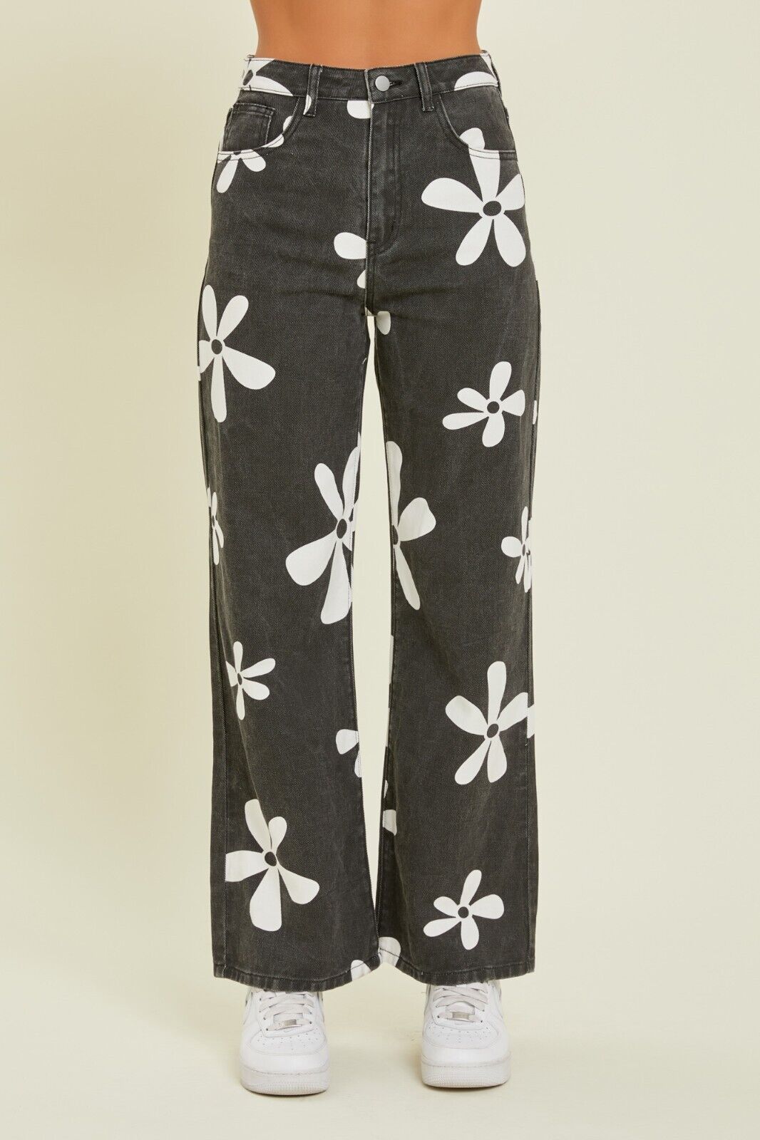 Floral Print Wide Leg Jeans