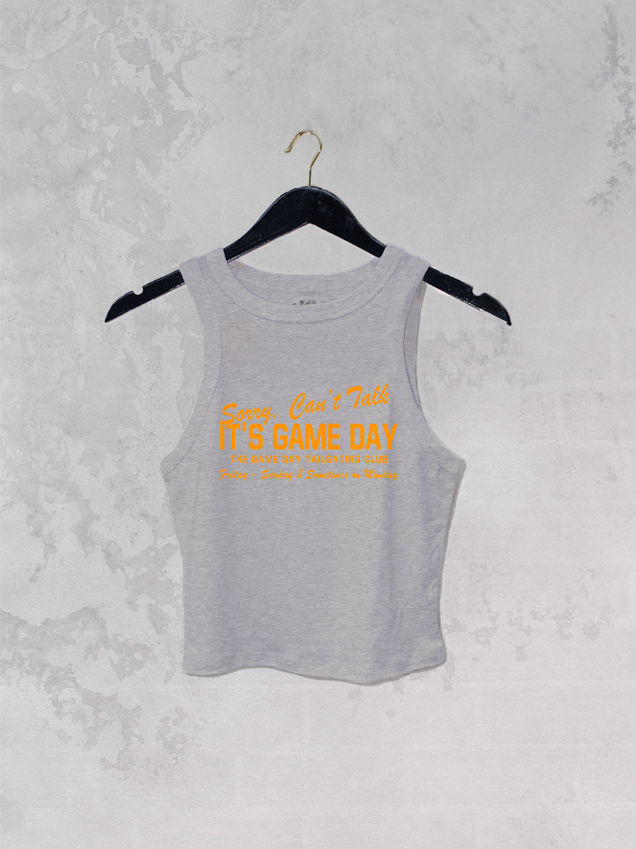 Underground Original Design: Can't Talk It's Game Day(Orange), Micro-Ribbed Cropped Tank