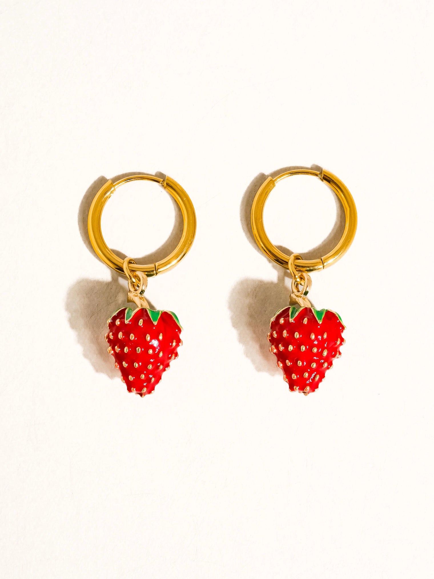 Strawberry Gold Plated Huggie Hoops