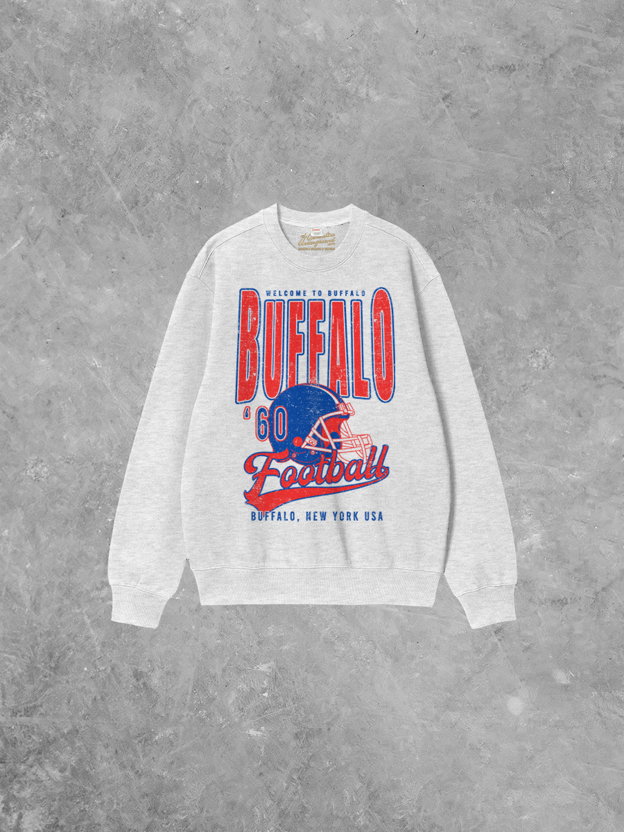 Underground Original Design: 90's Welcome Buffalo Football Boxy Cotton Sweatshirt