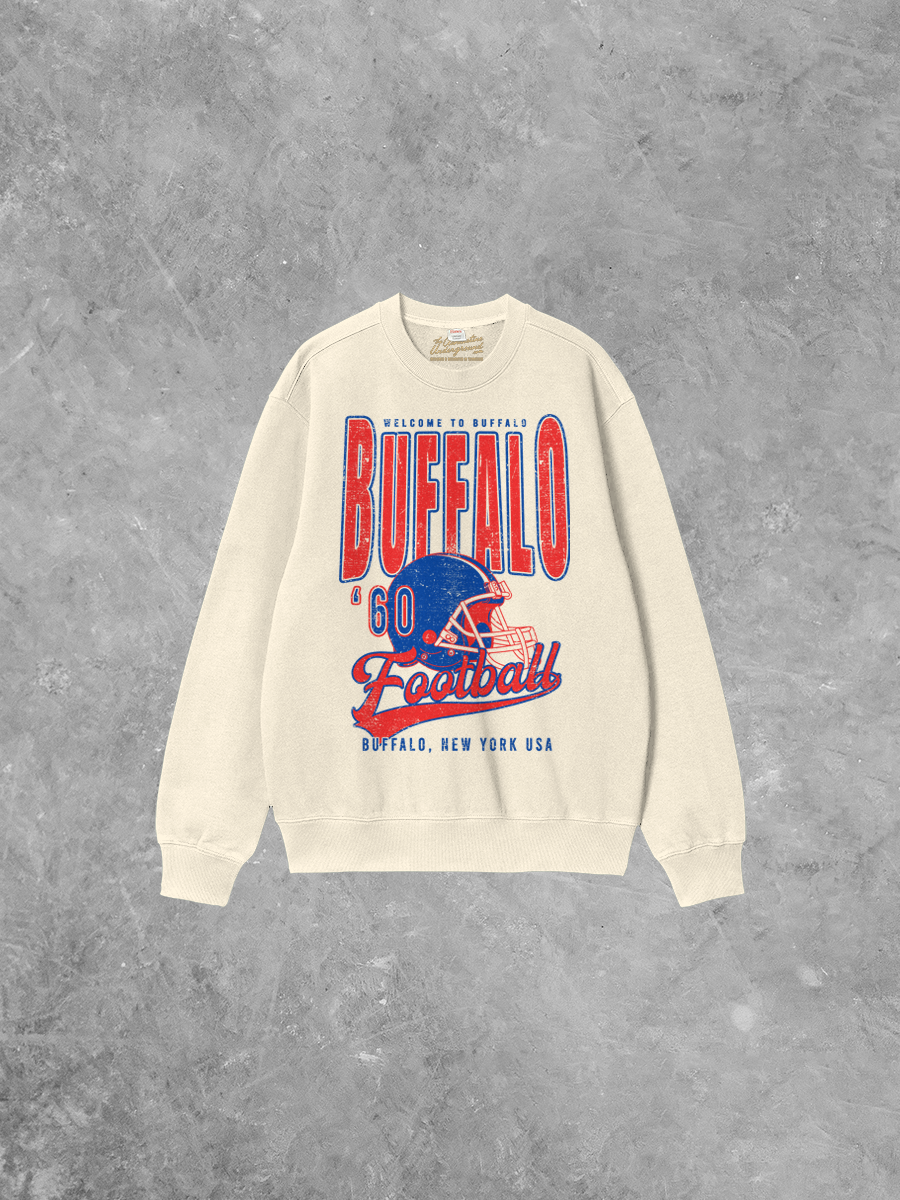 Underground Original Design: 90's Welcome Buffalo Football Boxy Cotton Sweatshirt