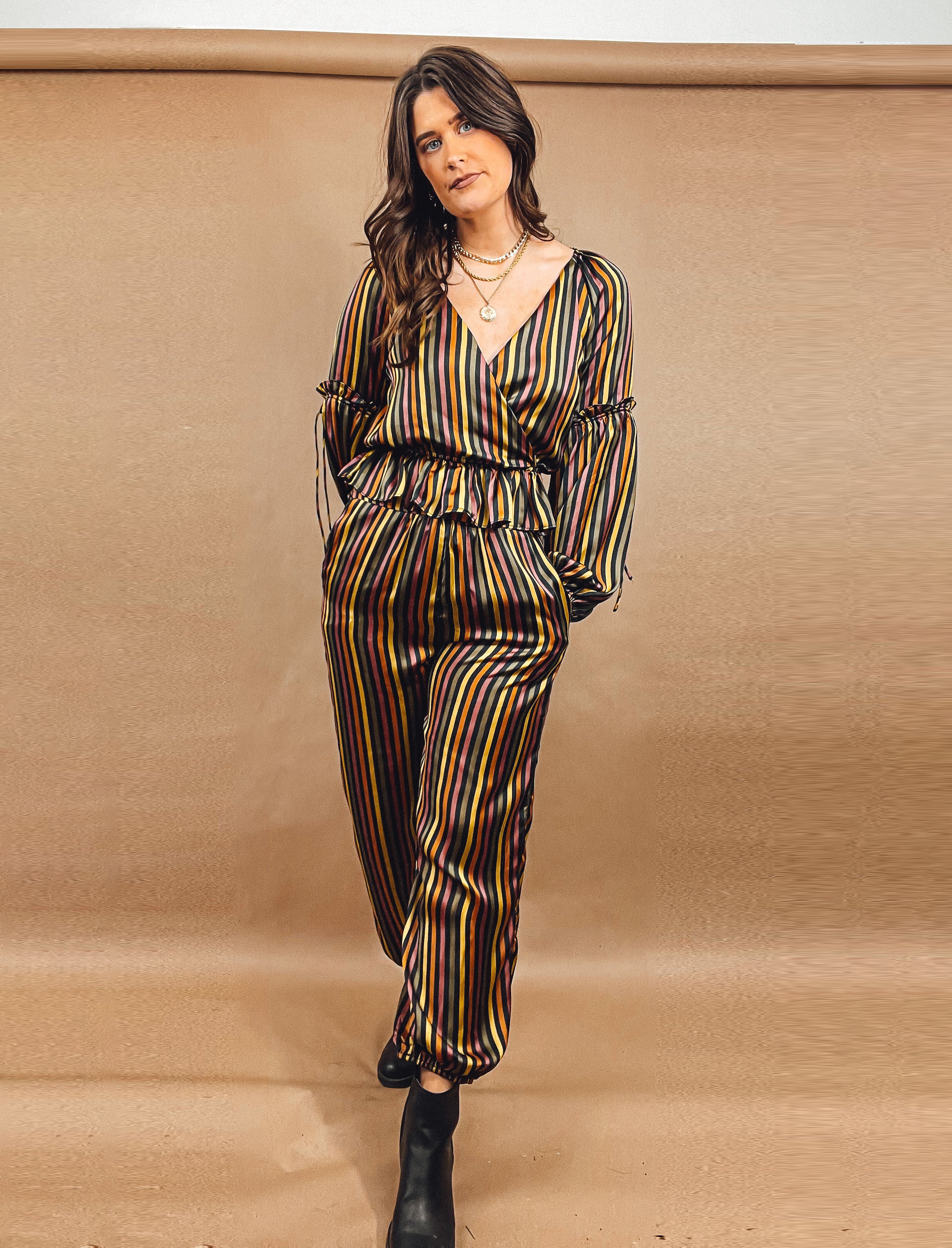 Striped Blouse with Peplum Detail